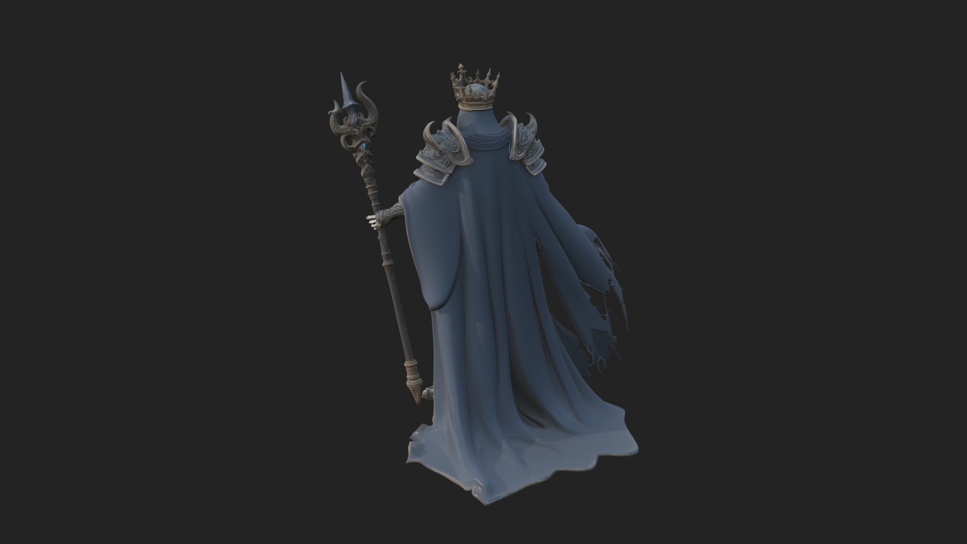 Crowned Skeleton King Statue Design 6 3D Print Model 3D Model