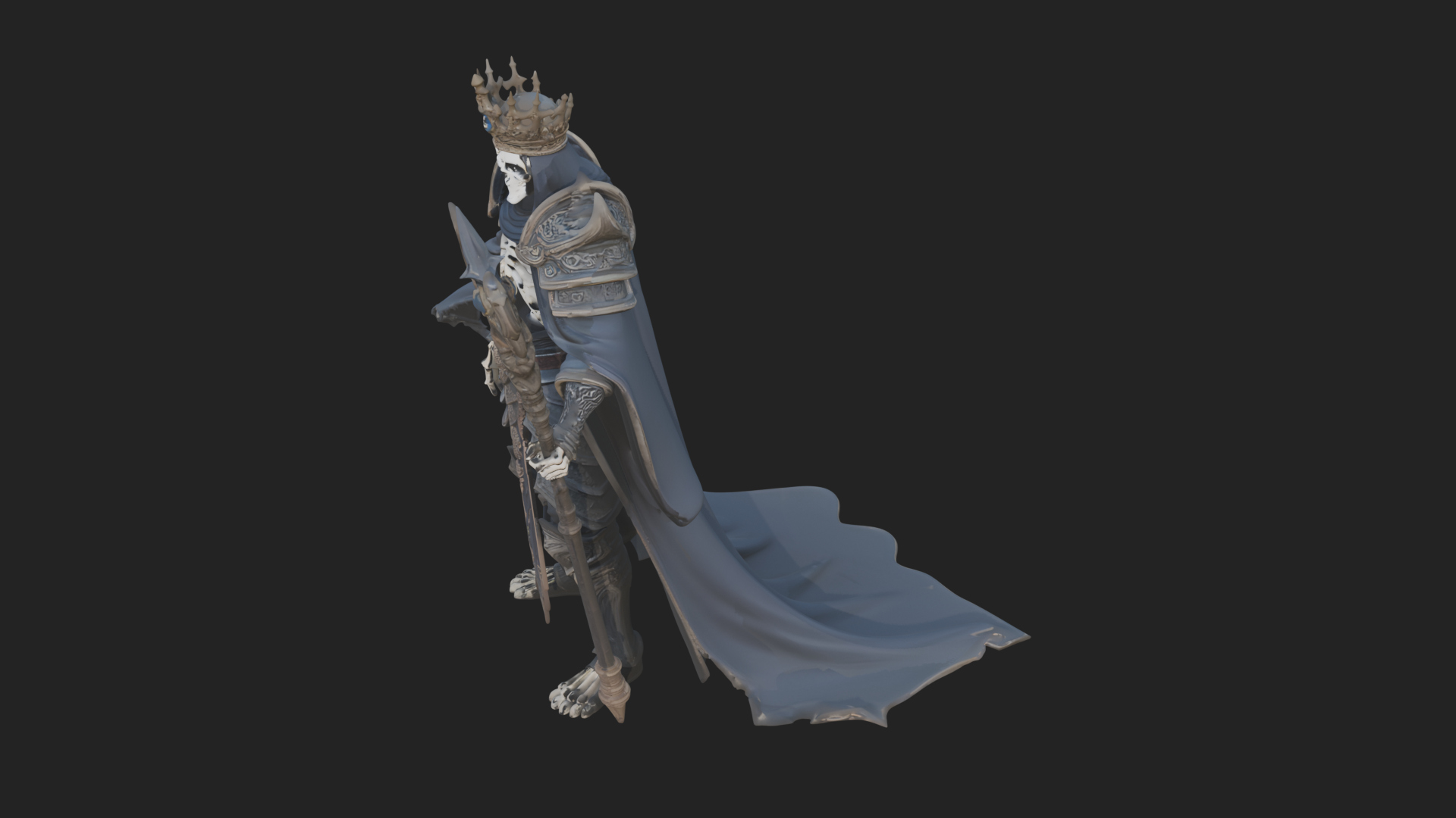 Crowned Skeleton King Statue Design 6 3D Print Model 3D Model