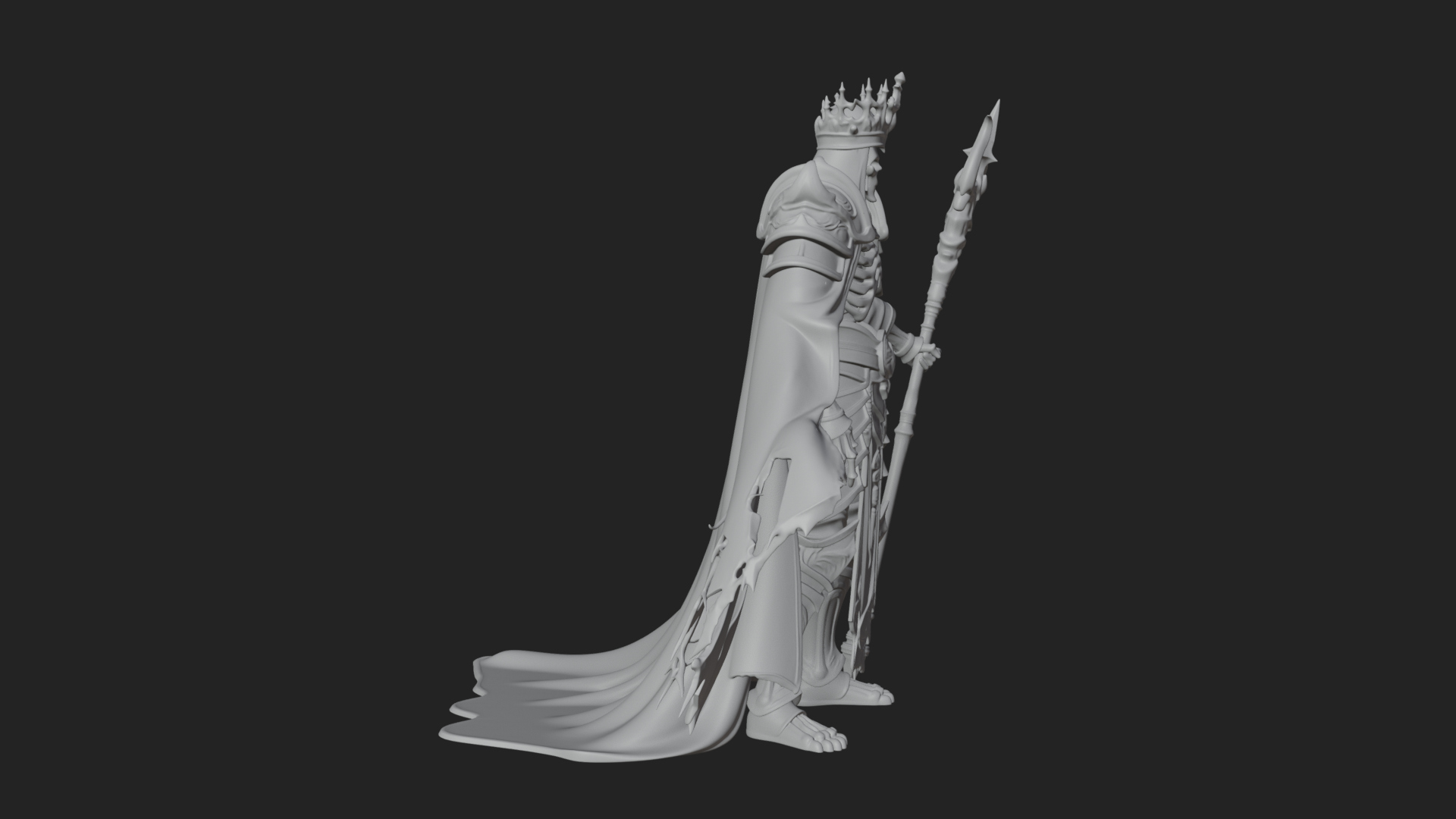Crowned Skeleton King Statue Design 6 3D Print Model 3D Model