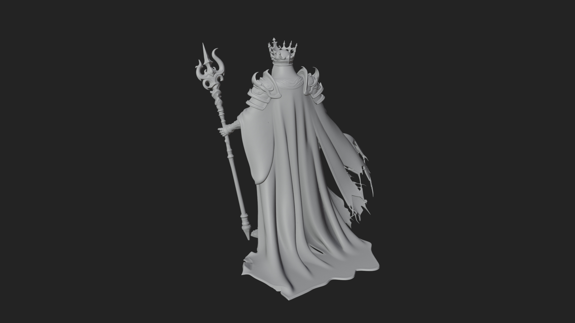 Crowned Skeleton King Statue Design 6 3D Print Model 3D Model