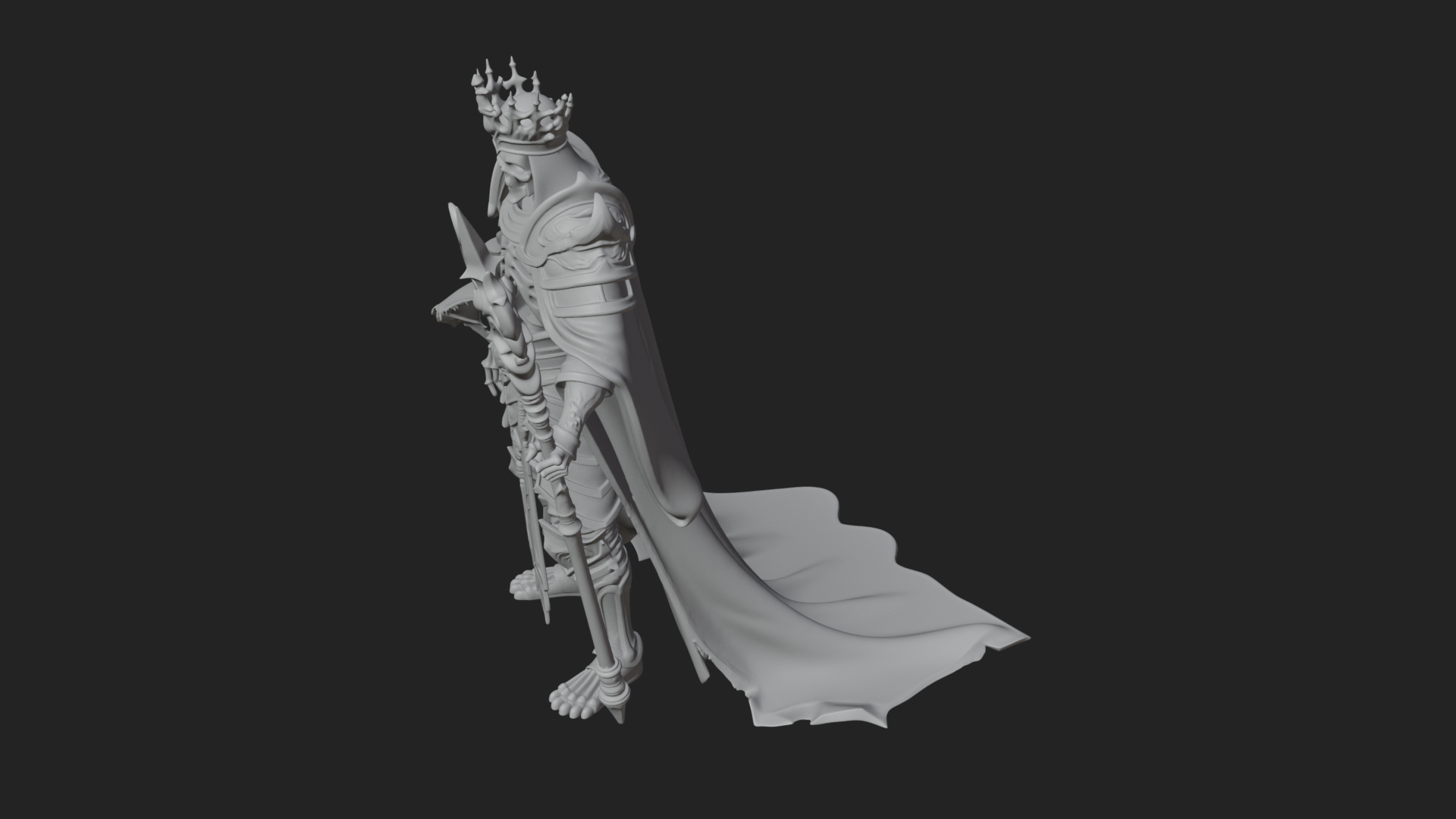 Crowned Skeleton King Statue Design 6 3D Print Model 3D Model