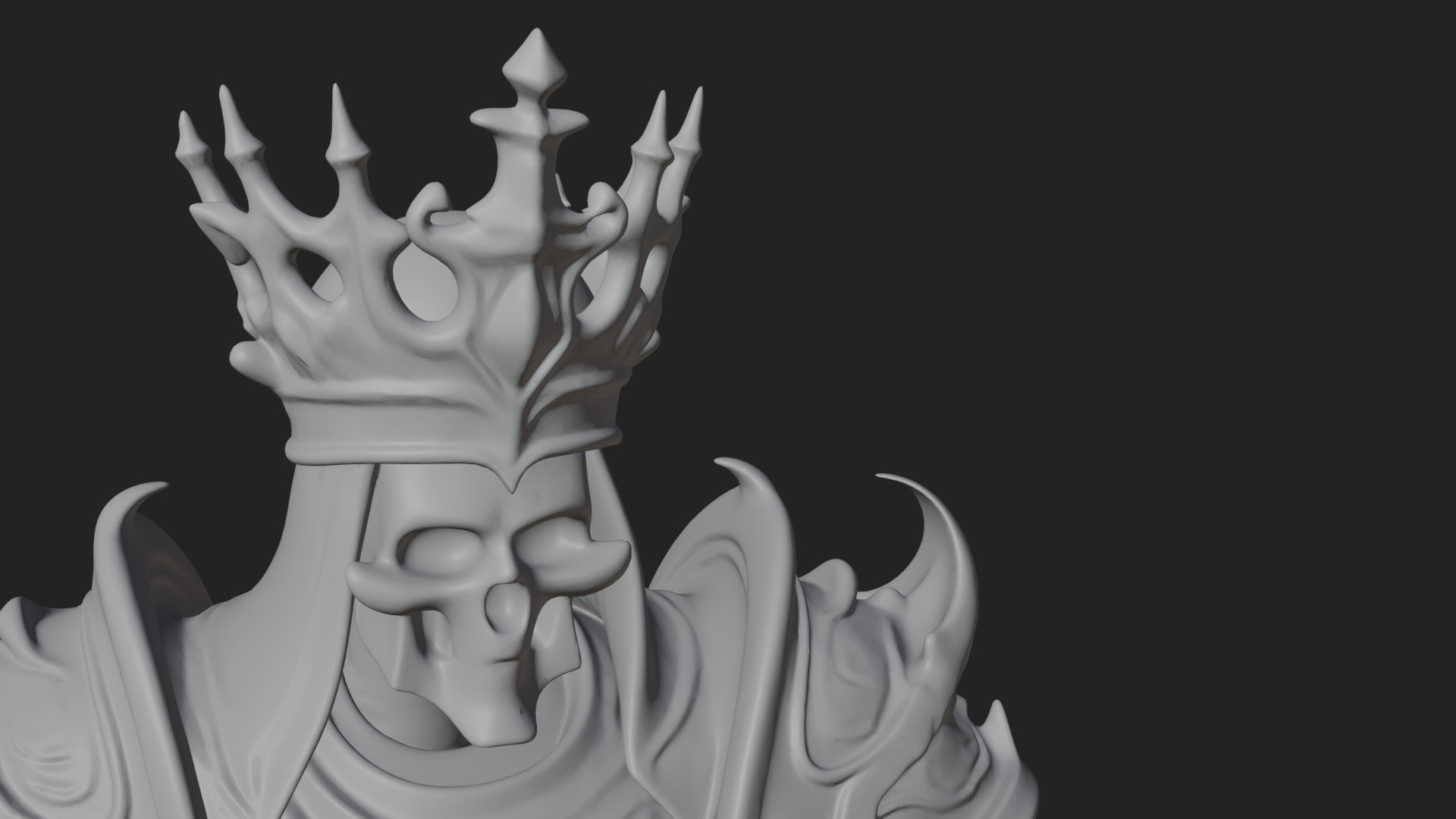 Crowned Skeleton King Statue Design 6 3D Print Model 3D Model
