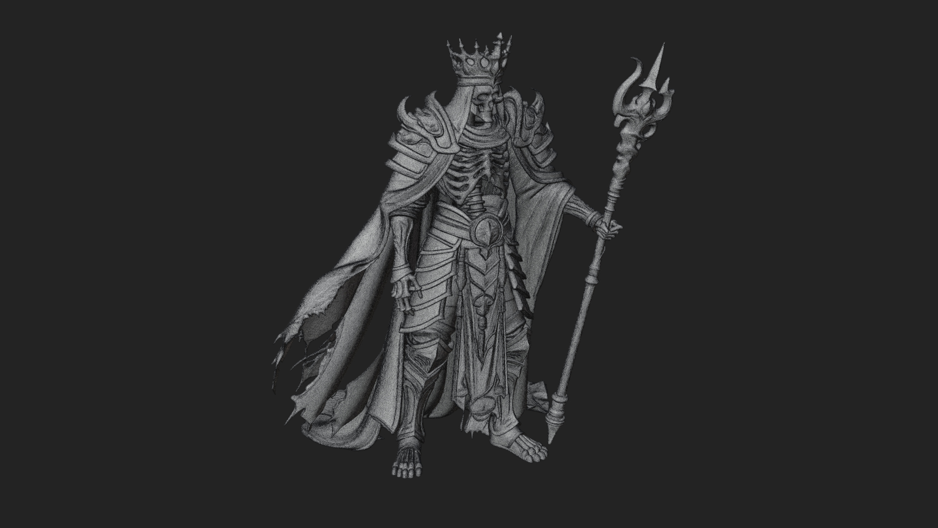 Crowned Skeleton King Statue Design 6 3D Print Model 3D Model