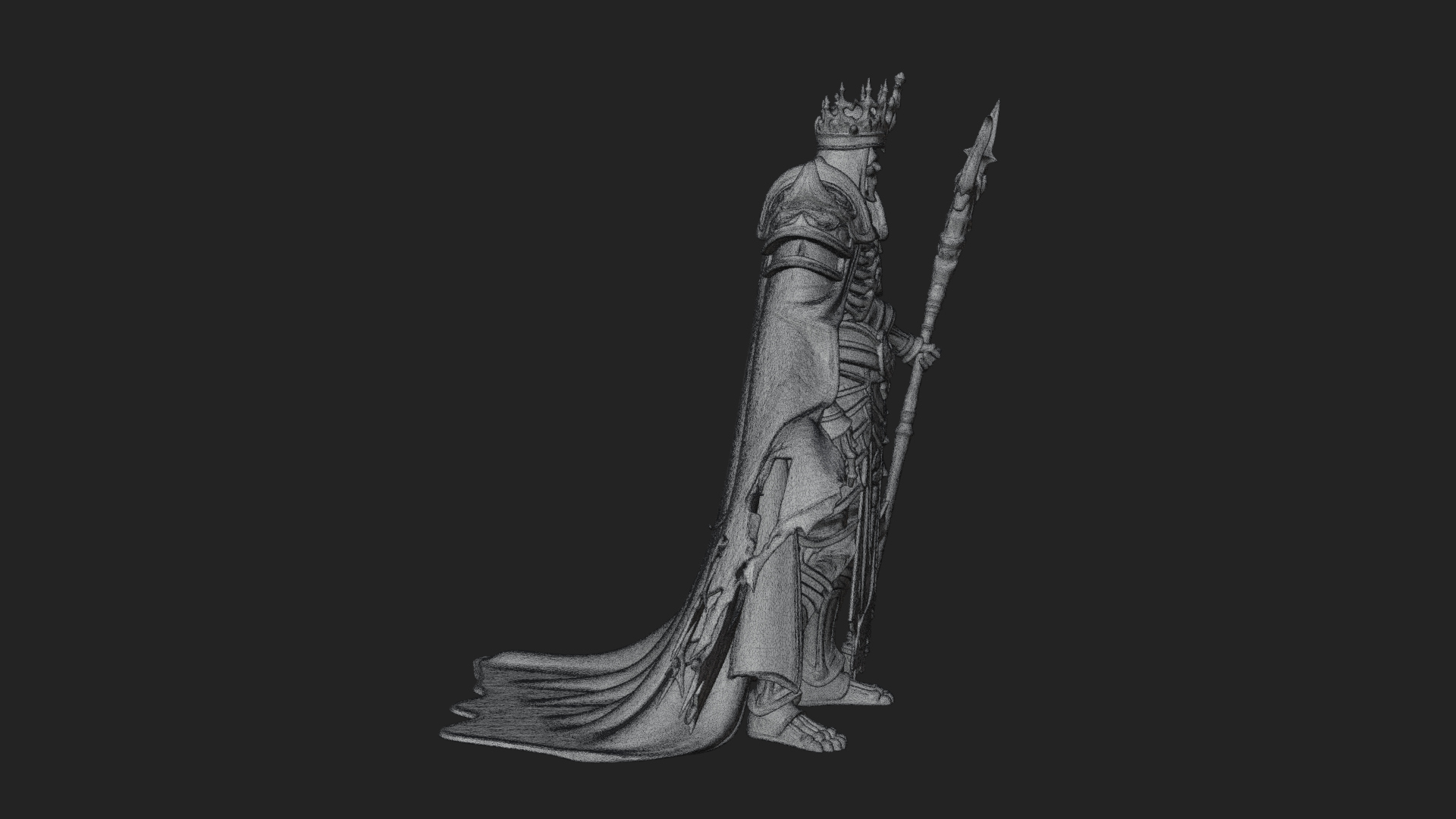 Crowned Skeleton King Statue Design 6 3D Print Model 3D Model