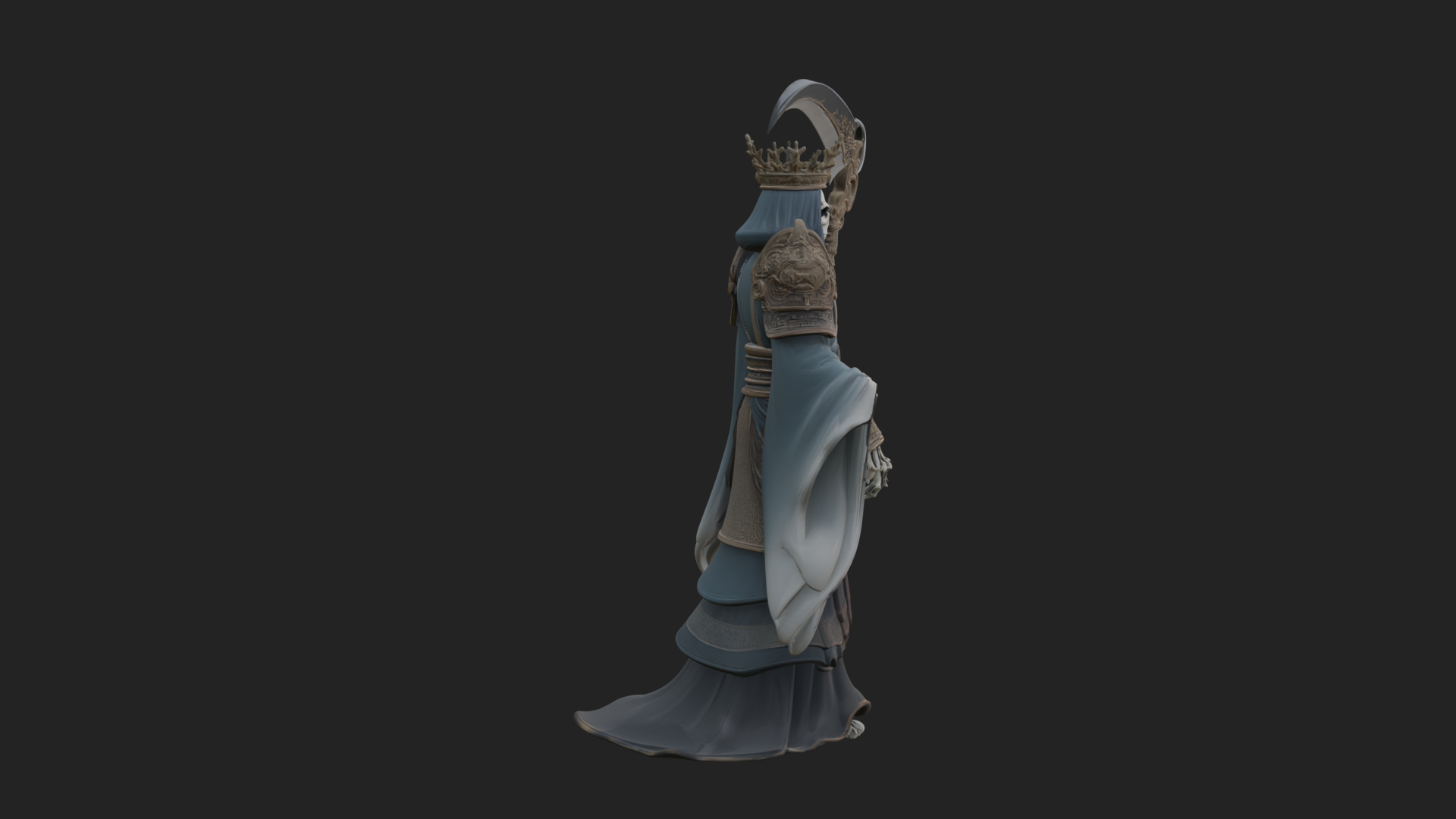 Crowned Skeleton King Statue Design 7 3D Print Model 3D Model