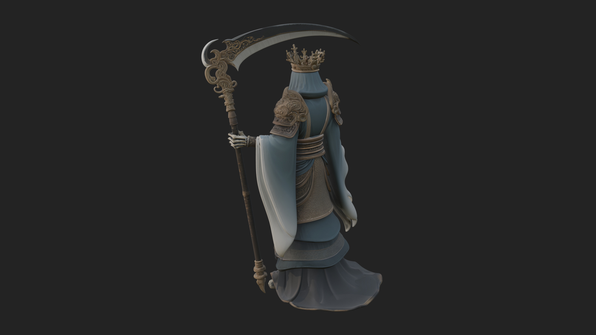 Crowned Skeleton King Statue Design 7 3D Print Model 3D Model