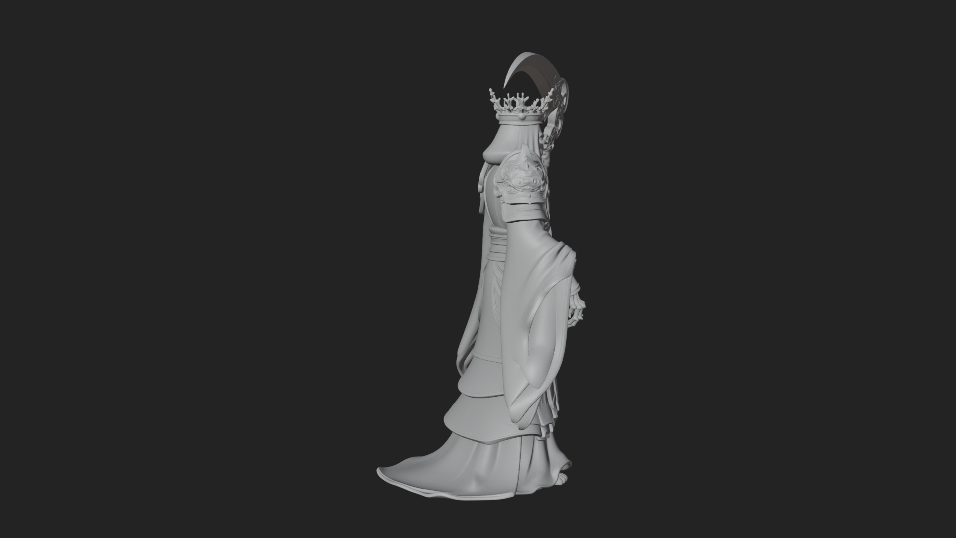 Crowned Skeleton King Statue Design 7 3D Print Model 3D Model