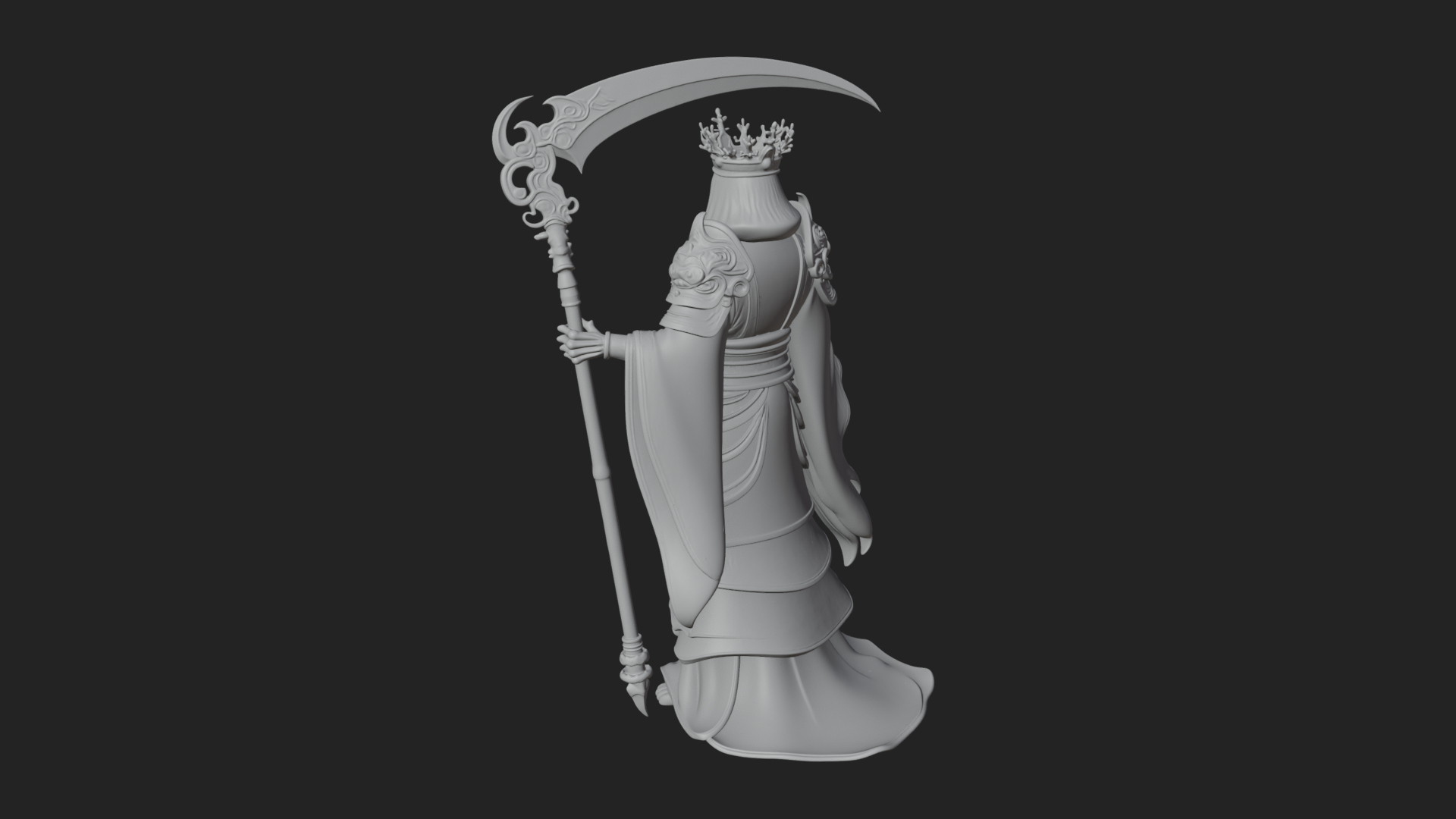 Crowned Skeleton King Statue Design 7 3D Print Model 3D Model