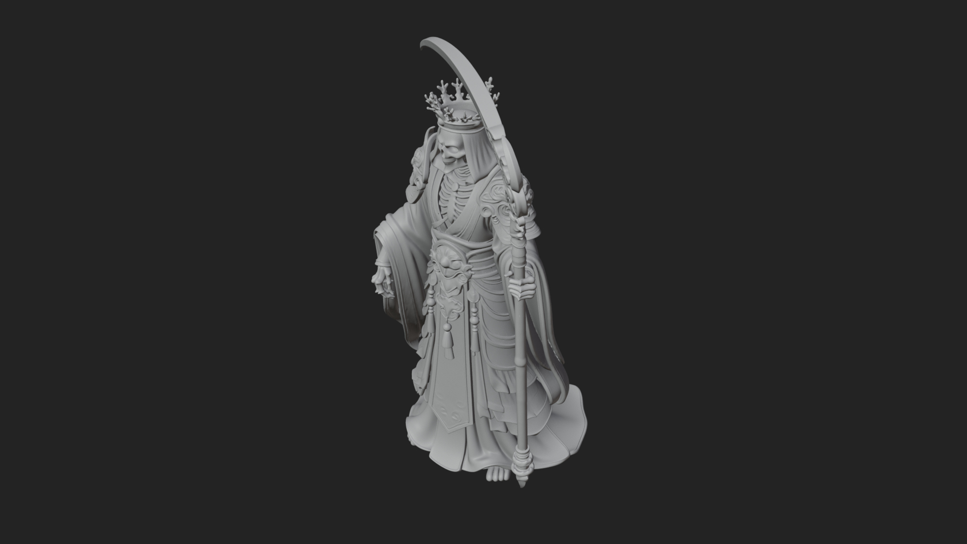 Crowned Skeleton King Statue Design 7 3D Print Model 3D Model