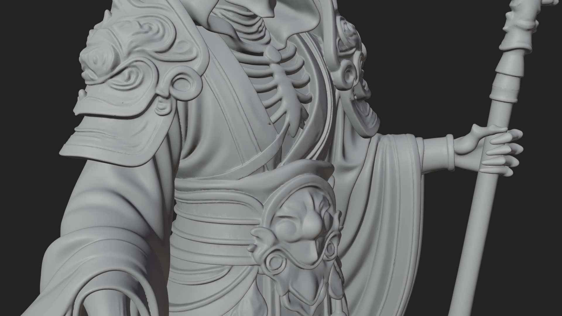 Crowned Skeleton King Statue Design 7 3D Print Model 3D Model