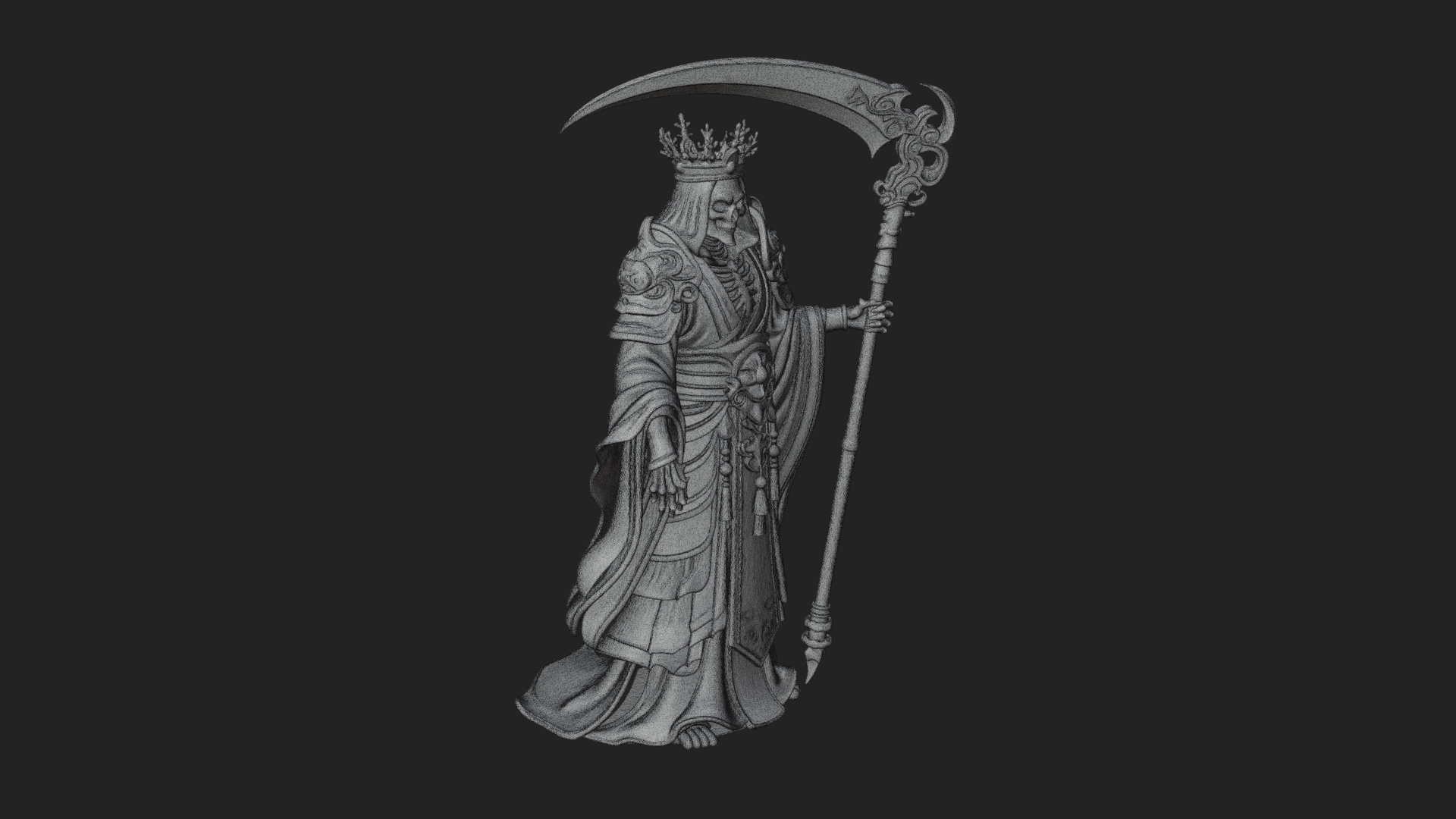 Crowned Skeleton King Statue Design 7 3D Print Model 3D Model