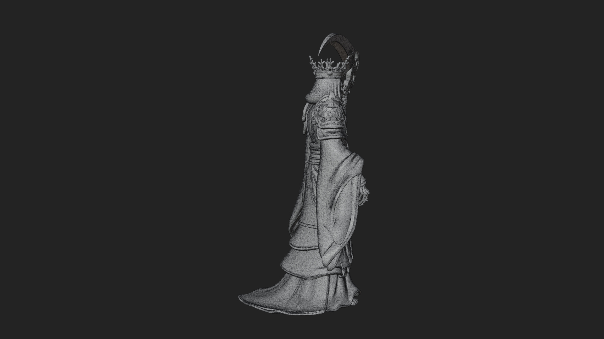 Crowned Skeleton King Statue Design 7 3D Print Model 3D Model