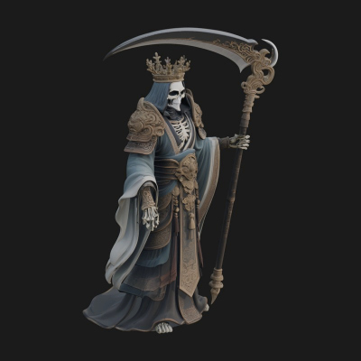 Crowned Skeleton King Statue Design 7 3D Print Model