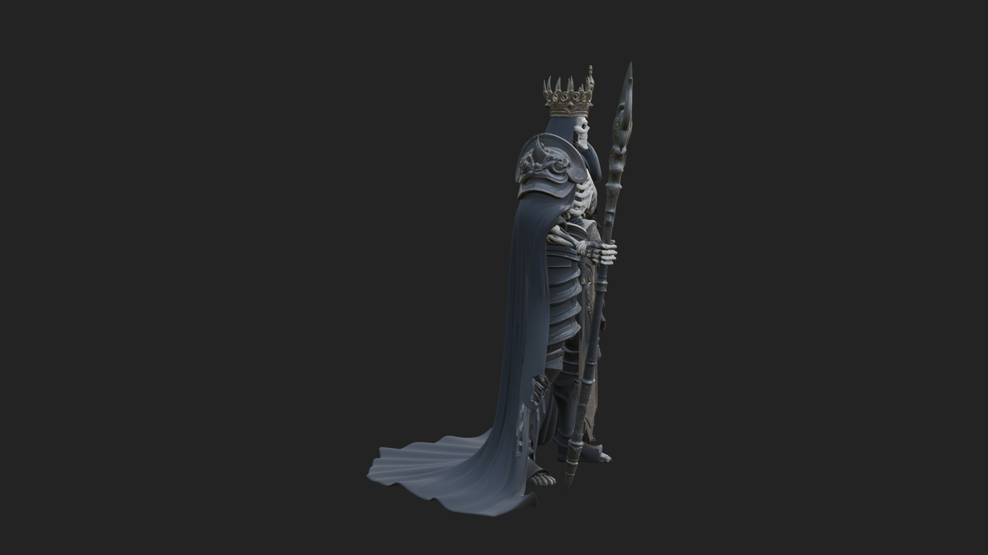 Crowned Skeleton King Statue Design 8 3D Print Model 3D Model