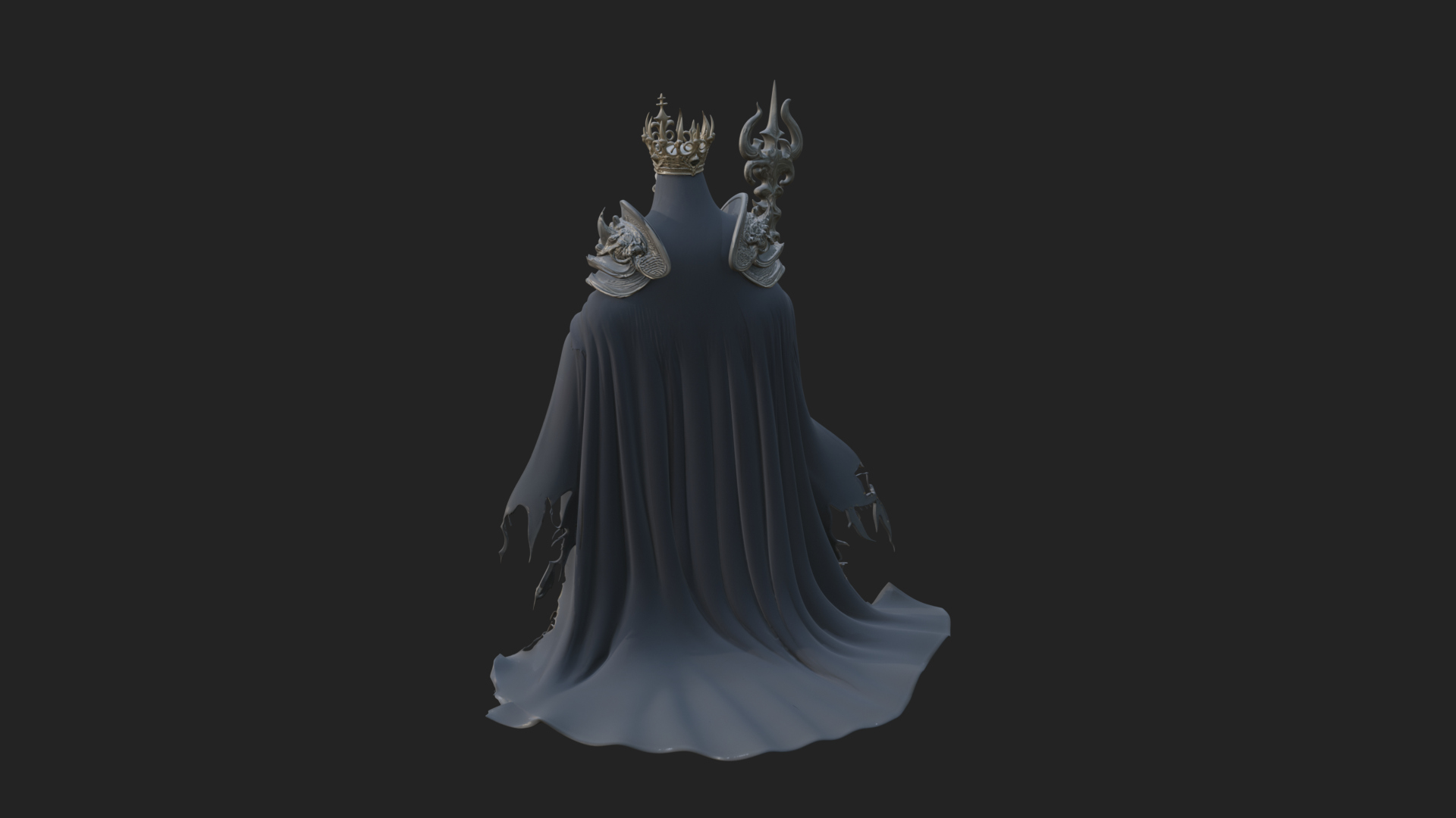Crowned Skeleton King Statue Design 8 3D Print Model 3D Model