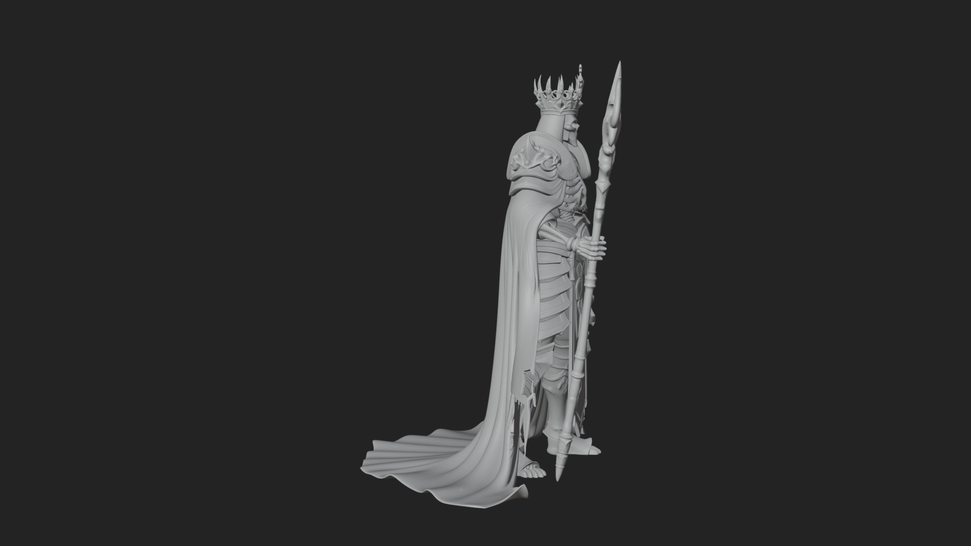 Crowned Skeleton King Statue Design 8 3D Print Model 3D Model