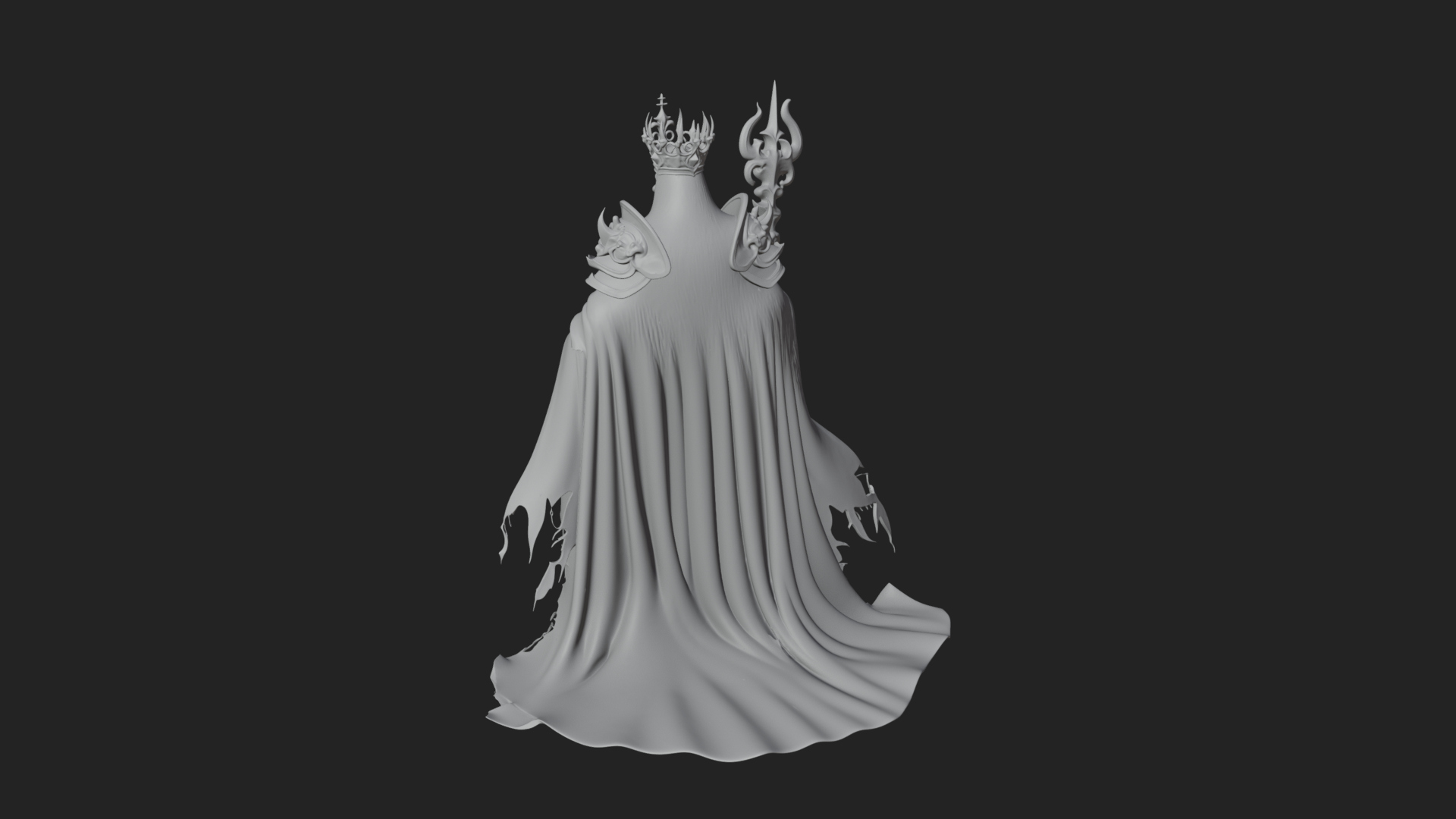 Crowned Skeleton King Statue Design 8 3D Print Model 3D Model