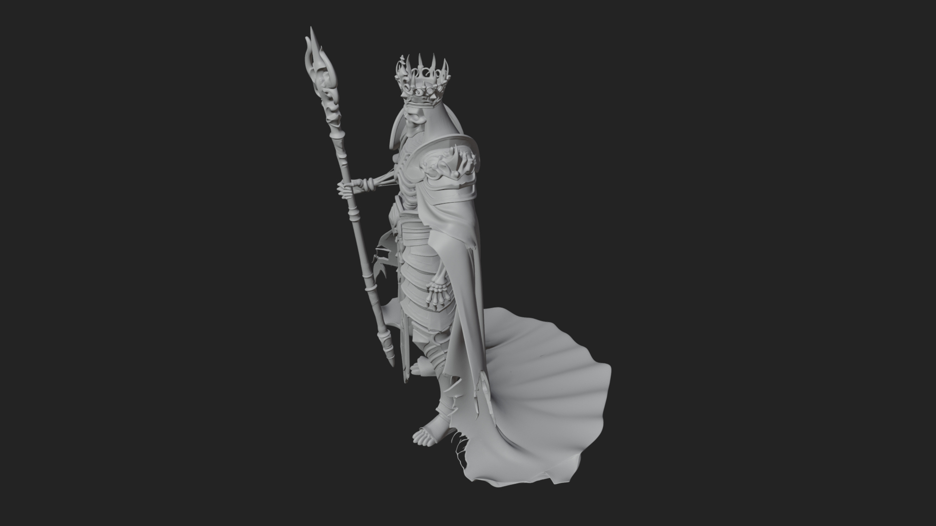 Crowned Skeleton King Statue Design 8 3D Print Model 3D Model