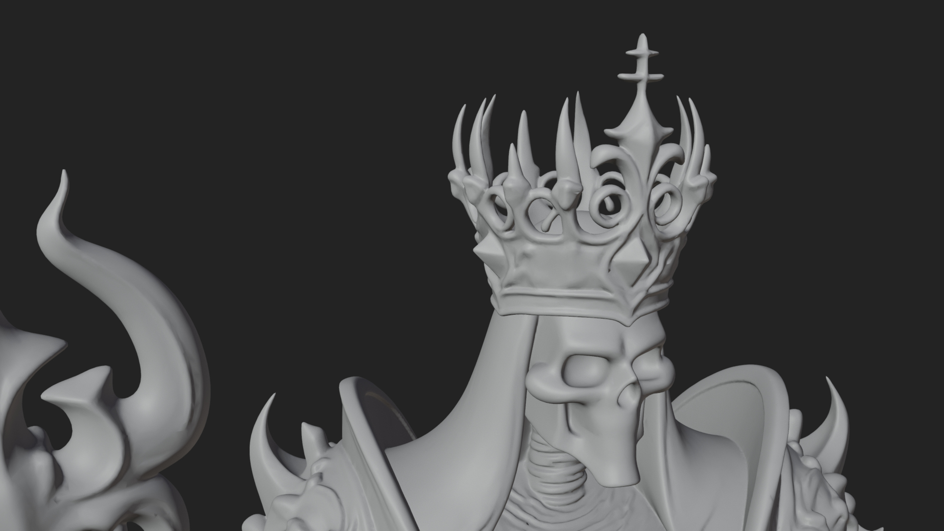 Crowned Skeleton King Statue Design 8 3D Print Model 3D Model