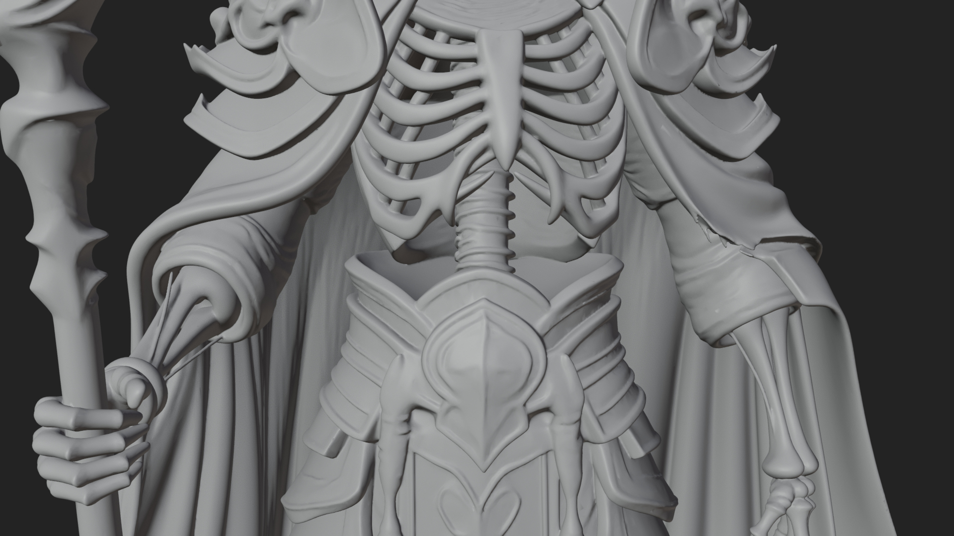 Crowned Skeleton King Statue Design 8 3D Print Model 3D Model