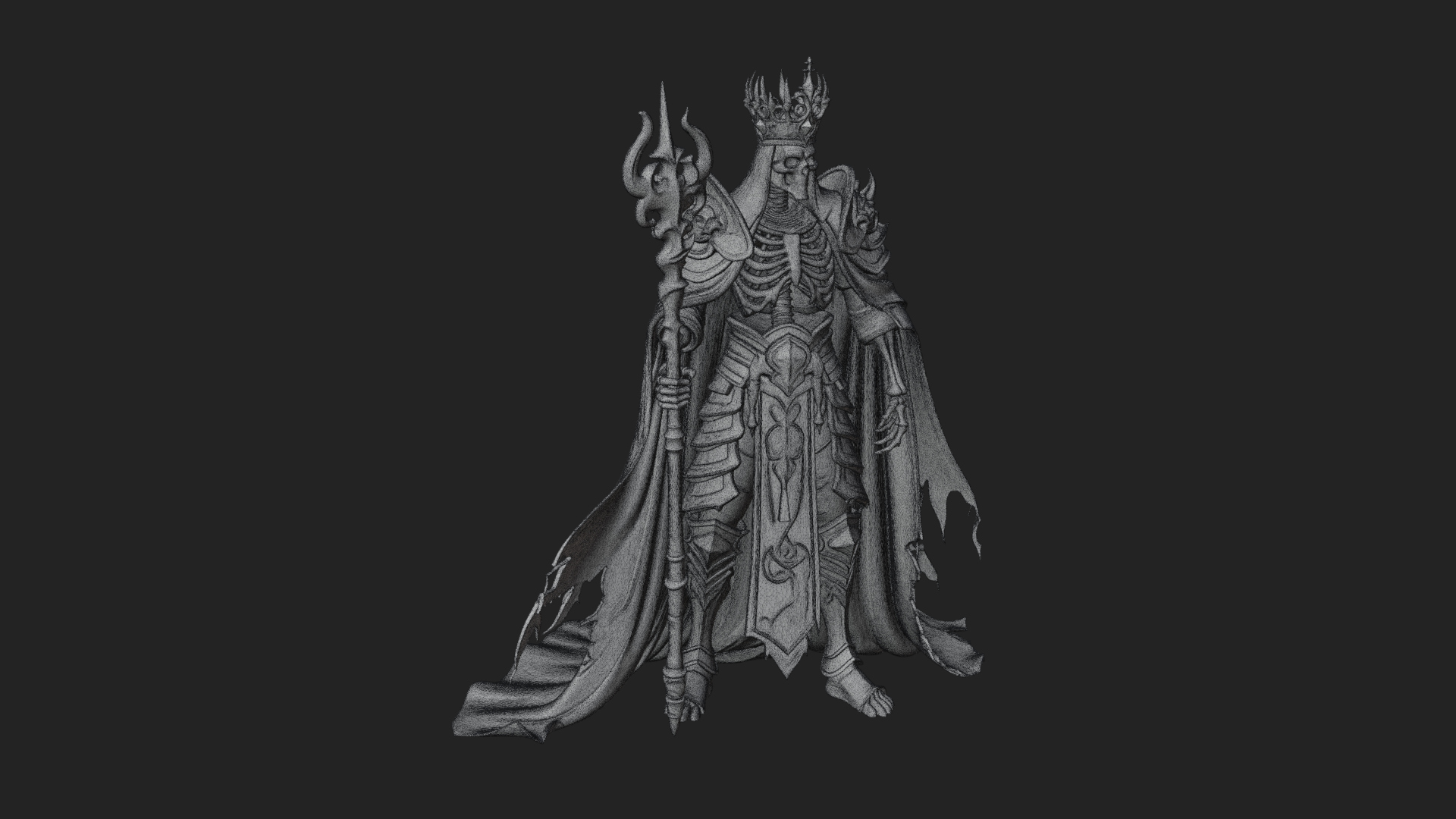 Crowned Skeleton King Statue Design 8 3D Print Model 3D Model
