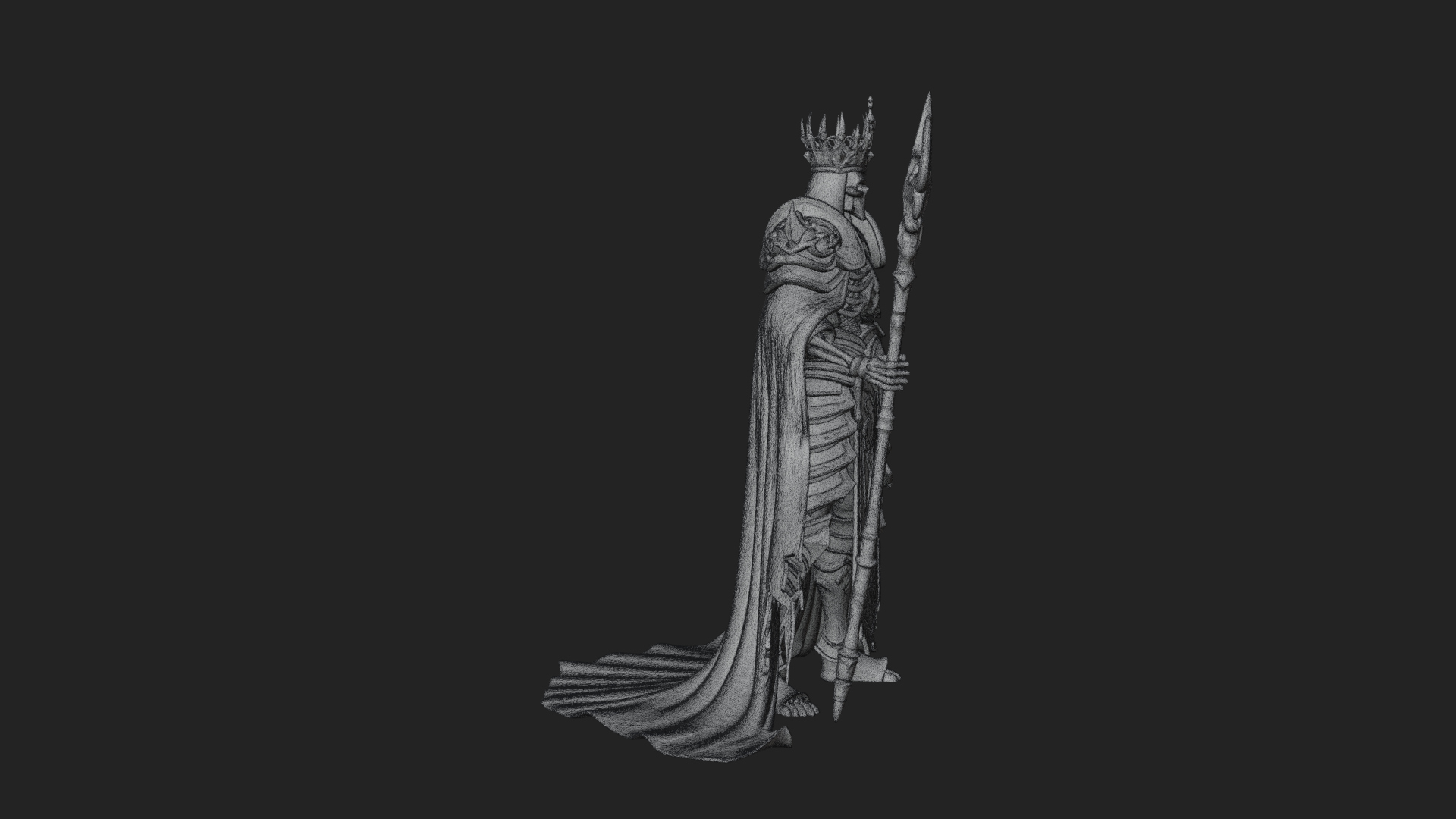 Crowned Skeleton King Statue Design 8 3D Print Model 3D Model