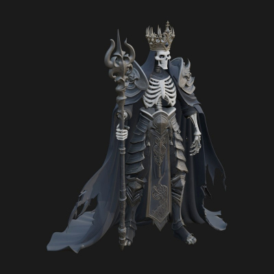Crowned Skeleton King Statue Design 8 3D Print Model