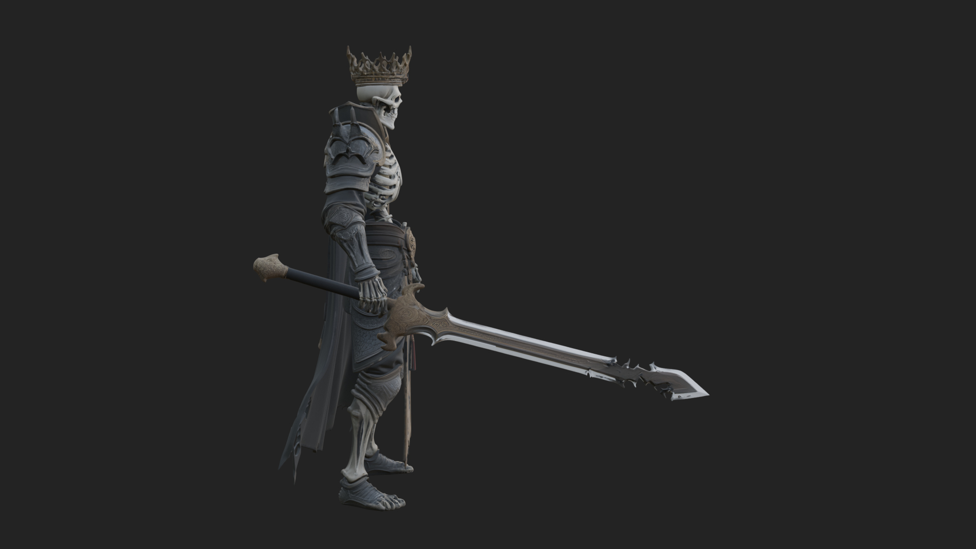 Crowned Skeleton King Statue Design 9 3D Print Model 3D Model