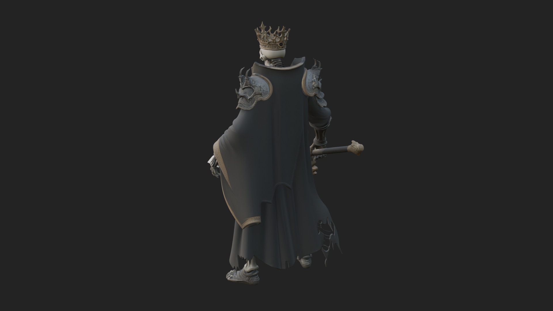 Crowned Skeleton King Statue Design 9 3D Print Model 3D Model