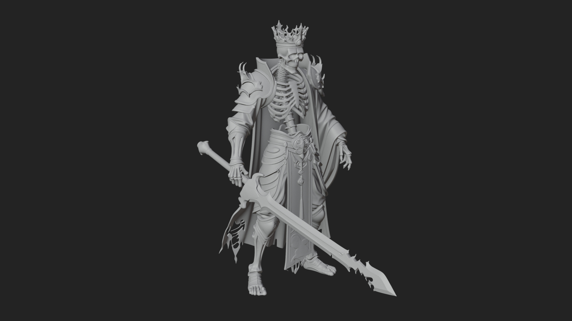 Crowned Skeleton King Statue Design 9 3D Print Model 3D Model