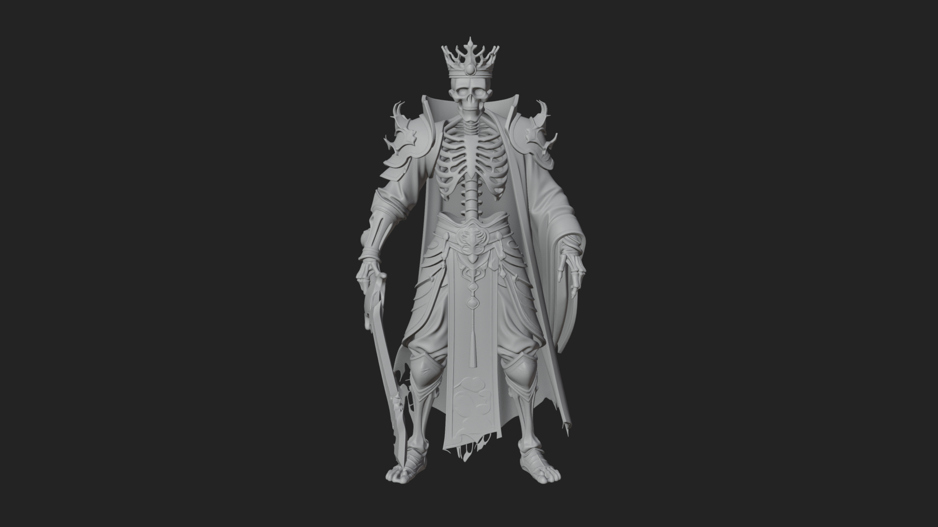 Crowned Skeleton King Statue Design 9 3D Print Model 3D Model