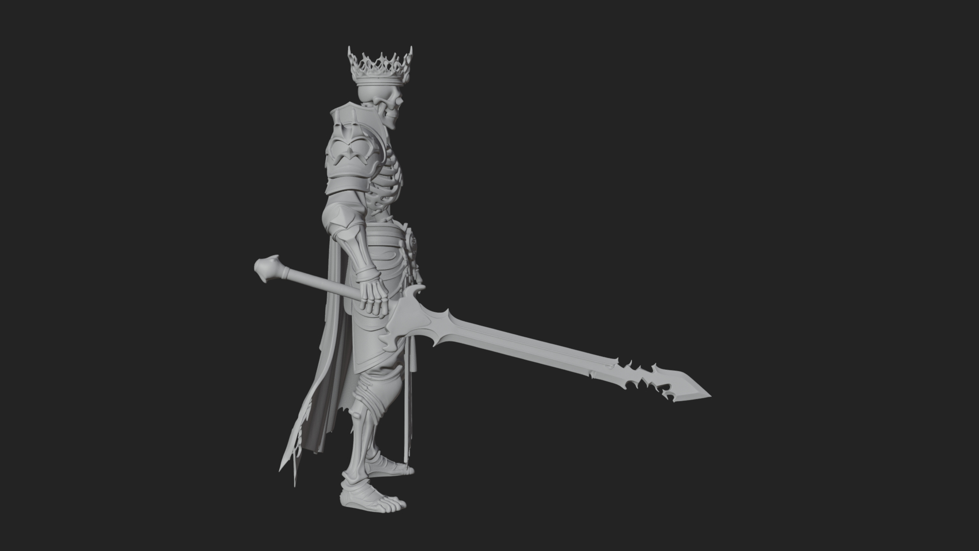Crowned Skeleton King Statue Design 9 3D Print Model 3D Model