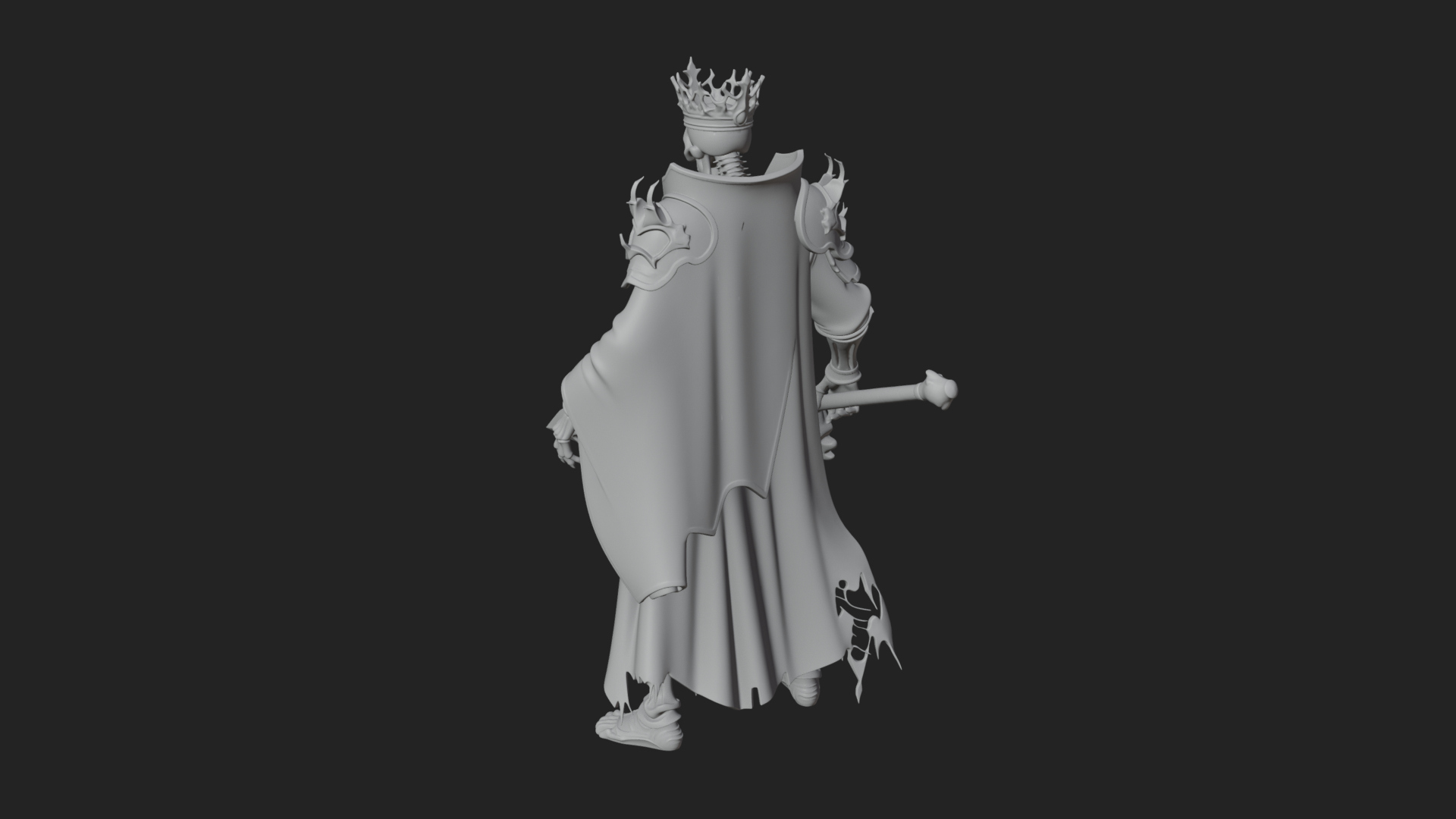 Crowned Skeleton King Statue Design 9 3D Print Model 3D Model