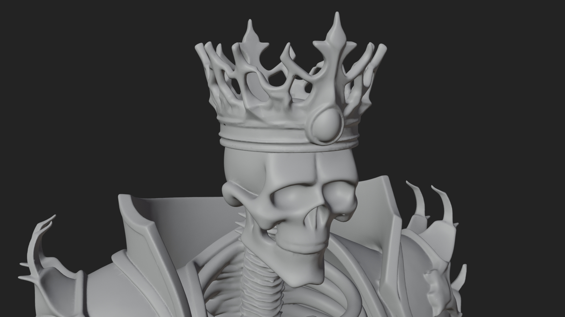 Crowned Skeleton King Statue Design 9 3D Print Model 3D Model