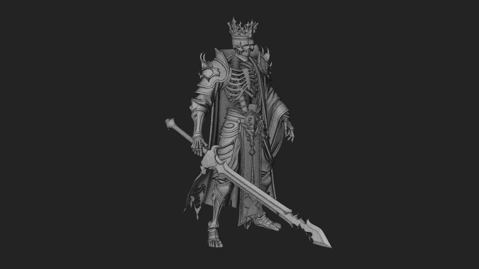 Crowned Skeleton King Statue Design 9 3D Print Model 3D Model