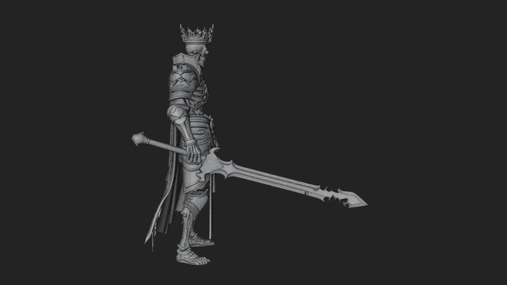 Crowned Skeleton King Statue Design 9 3D Print Model 3D Model