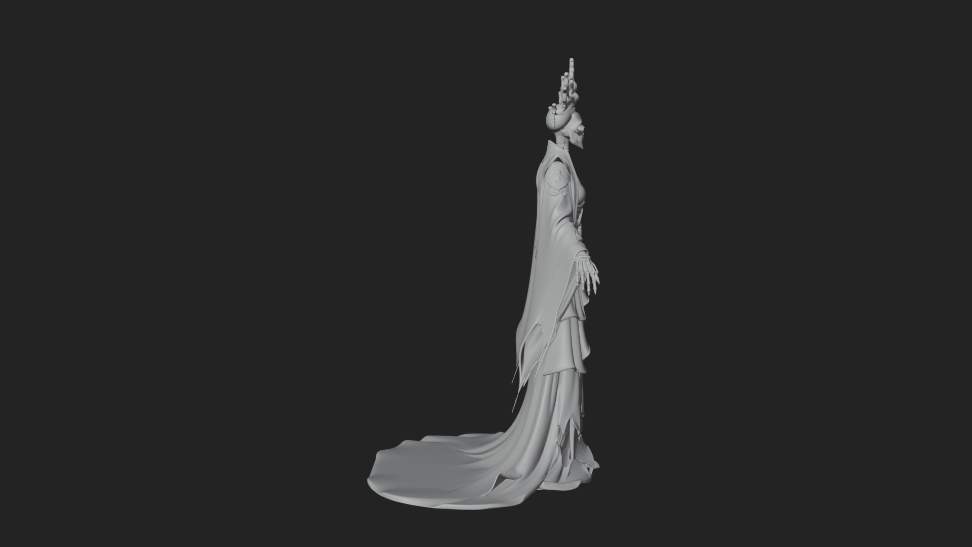 Crowned Skeleton Queen Statue Design 1 3D Print Model 3D Model