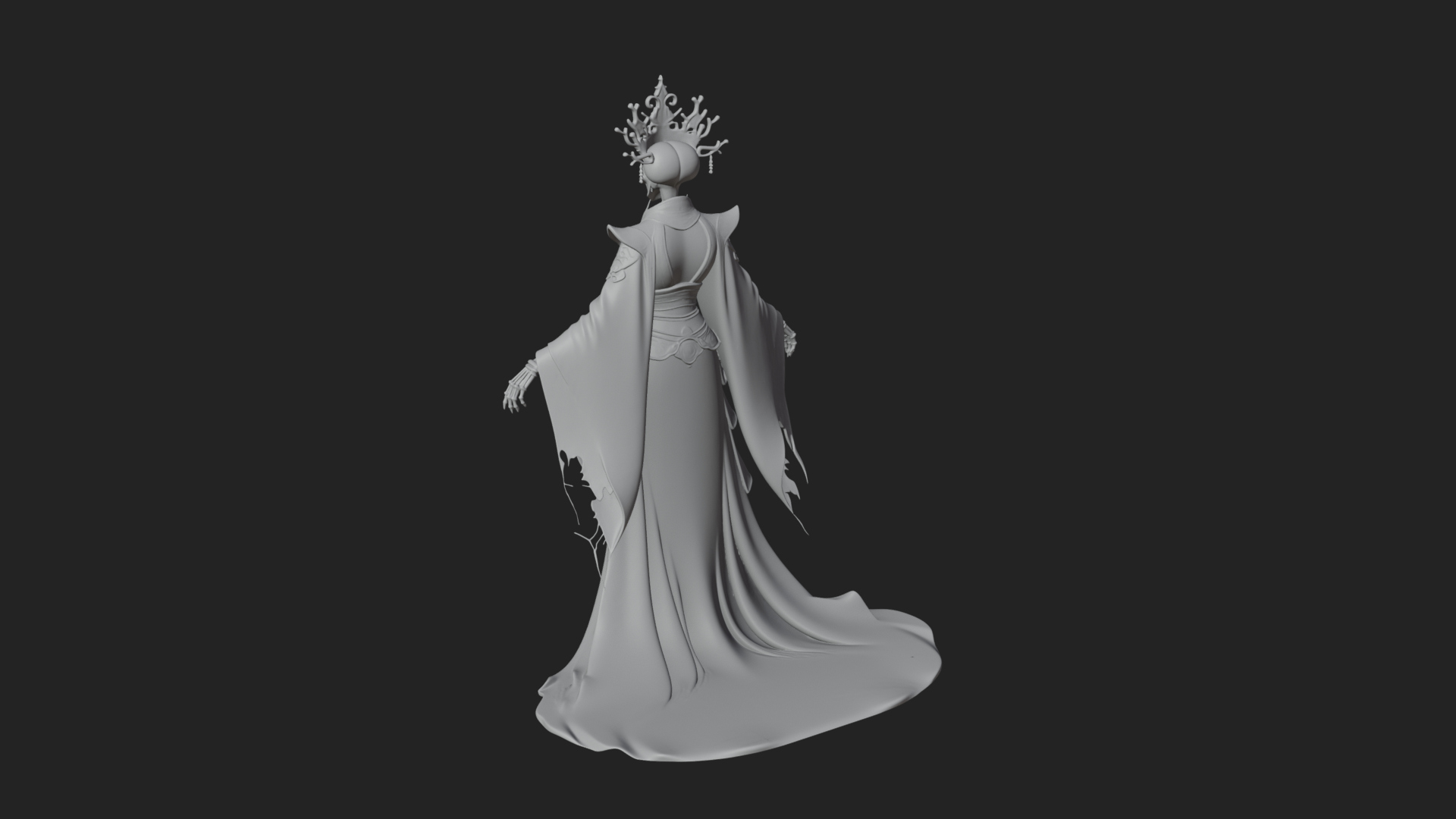 Crowned Skeleton Queen Statue Design 1 3D Print Model 3D Model