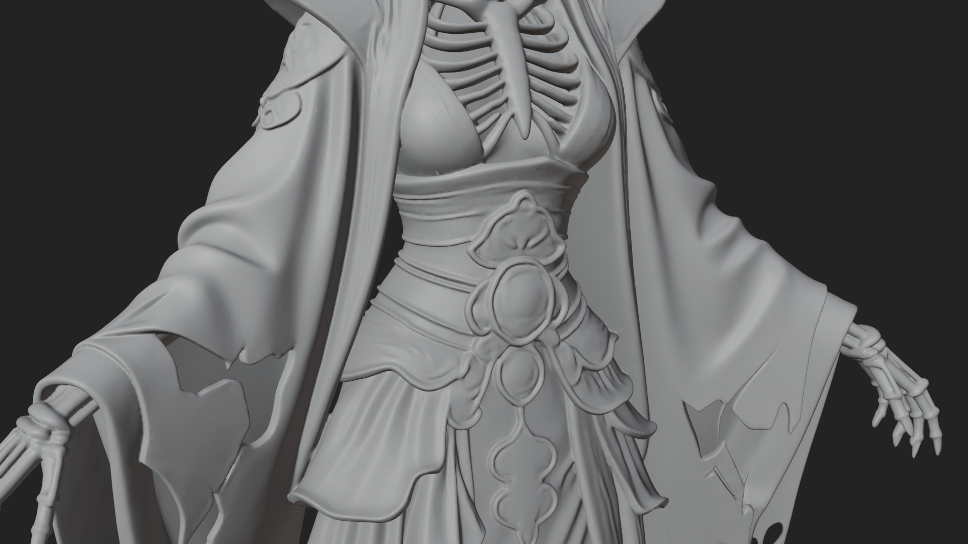 Crowned Skeleton Queen Statue Design 1 3D Print Model 3D Model