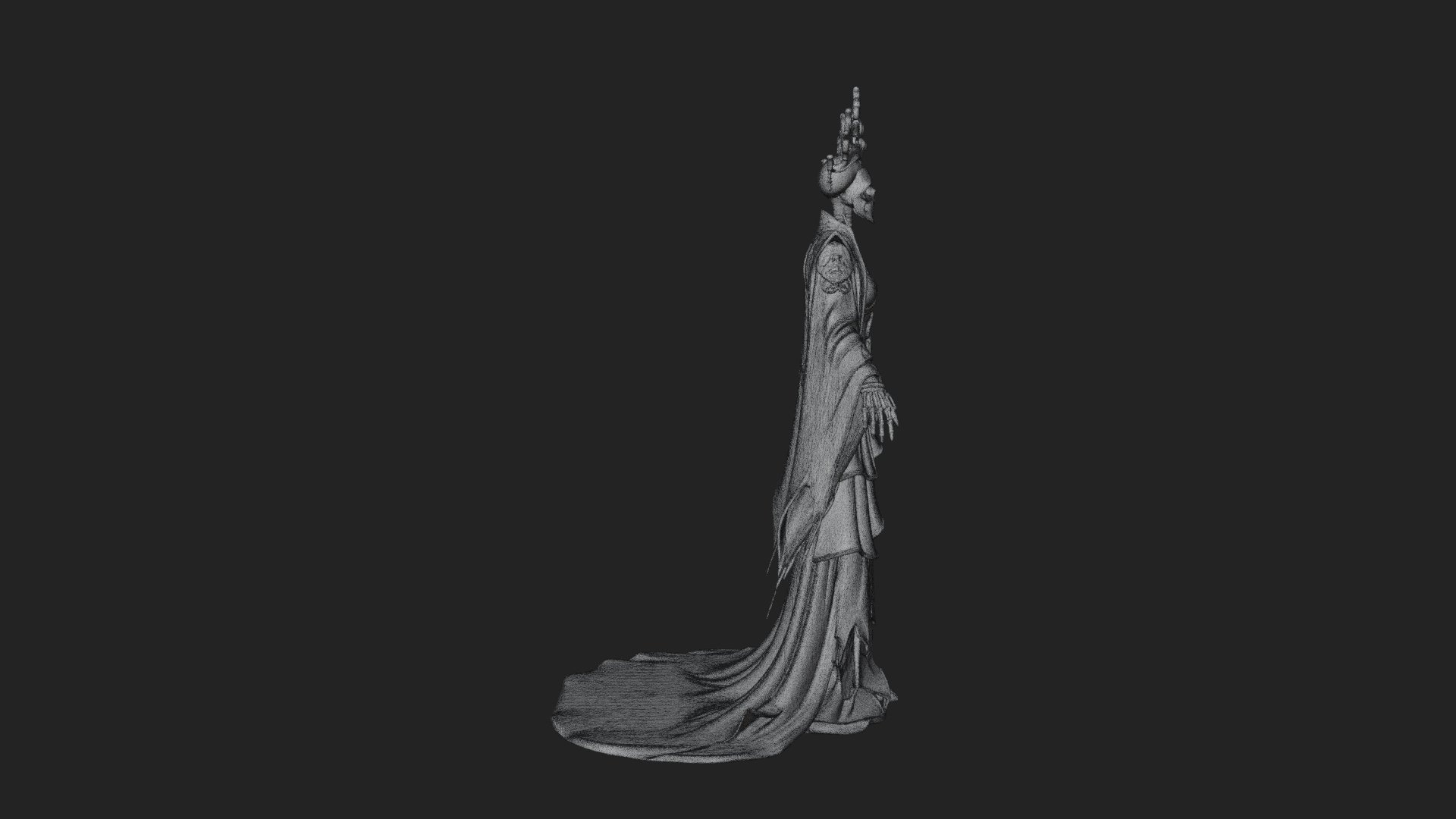 Crowned Skeleton Queen Statue Design 1 3D Print Model 3D Model