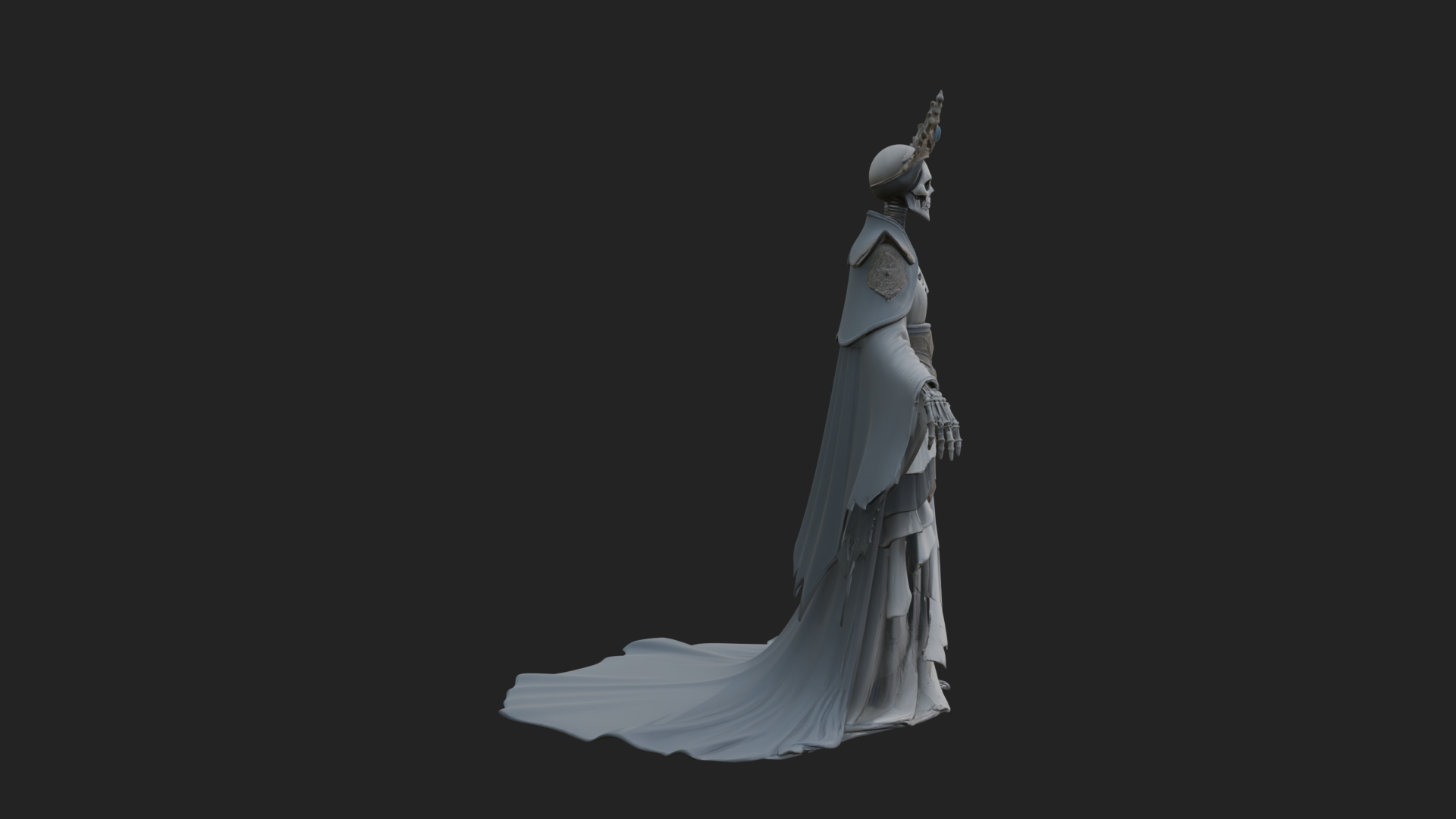 Crowned Skeleton Queen Statue Design 2 3d Print Model 3D Model