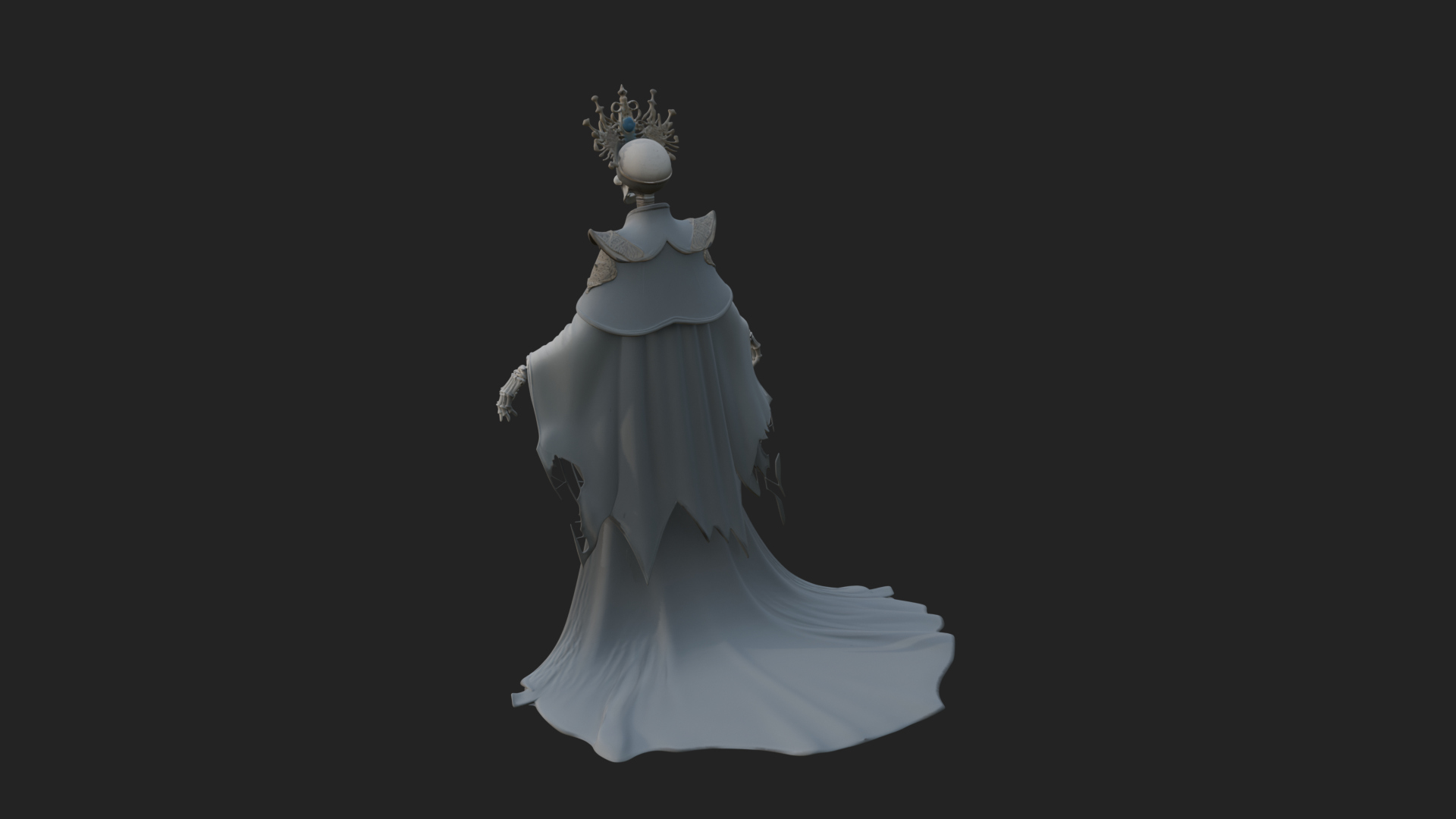 Crowned Skeleton Queen Statue Design 2 3d Print Model 3D Model