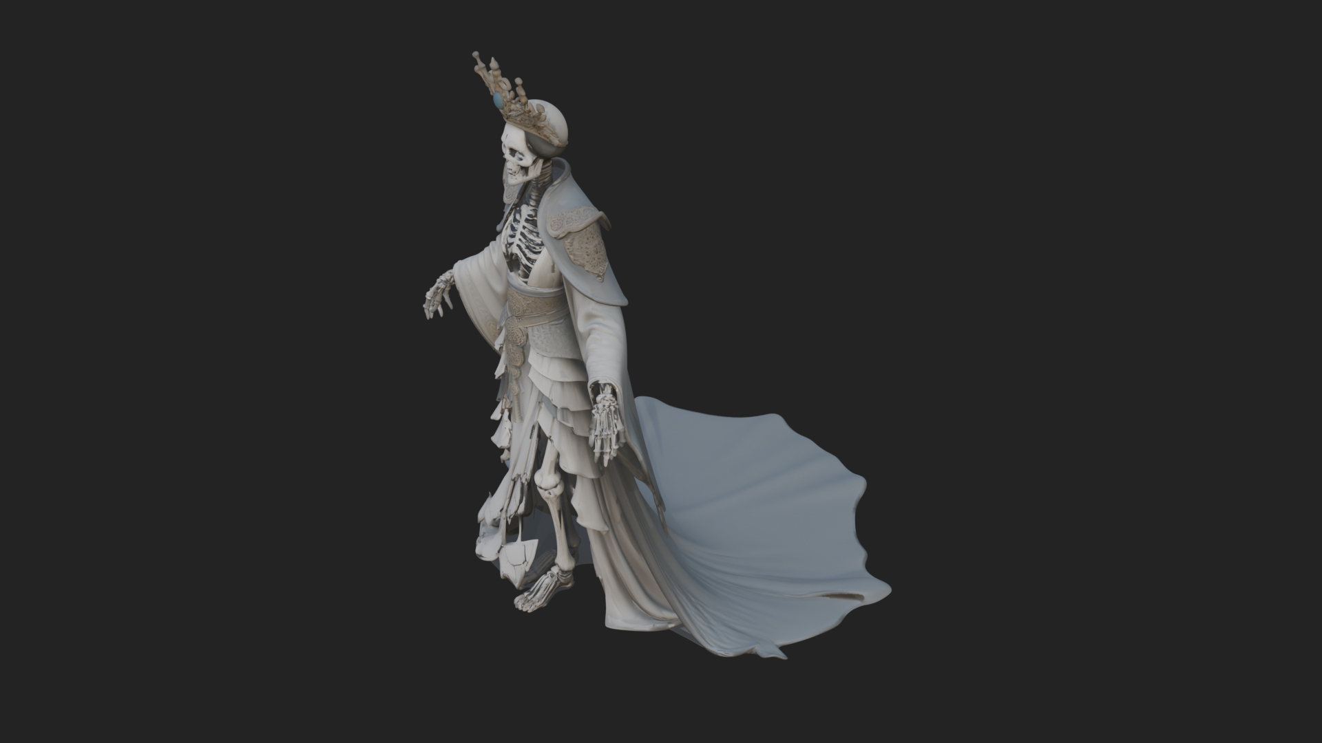 Crowned Skeleton Queen Statue Design 2 3d Print Model 3D Model
