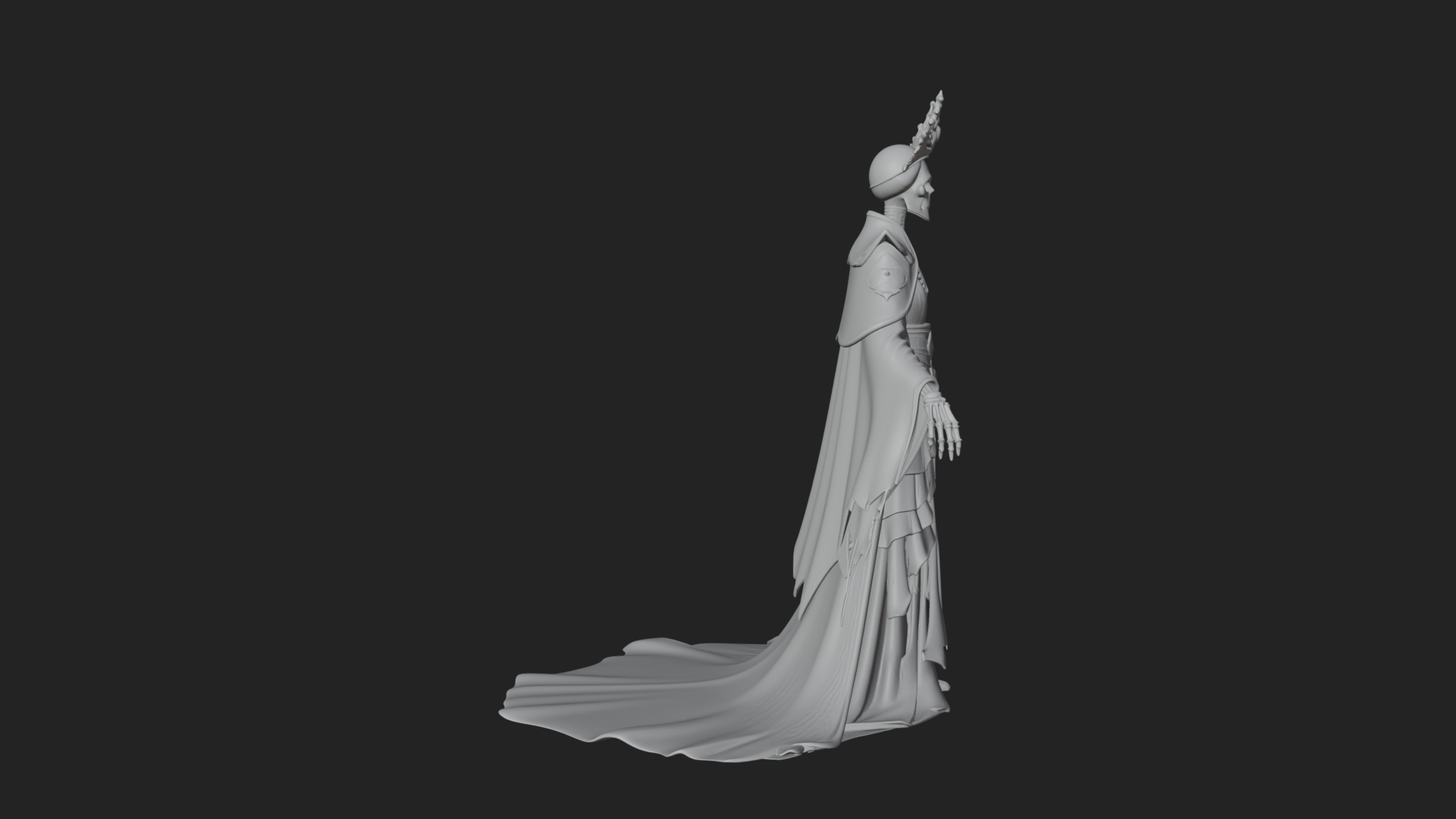 Crowned Skeleton Queen Statue Design 2 3d Print Model 3D Model
