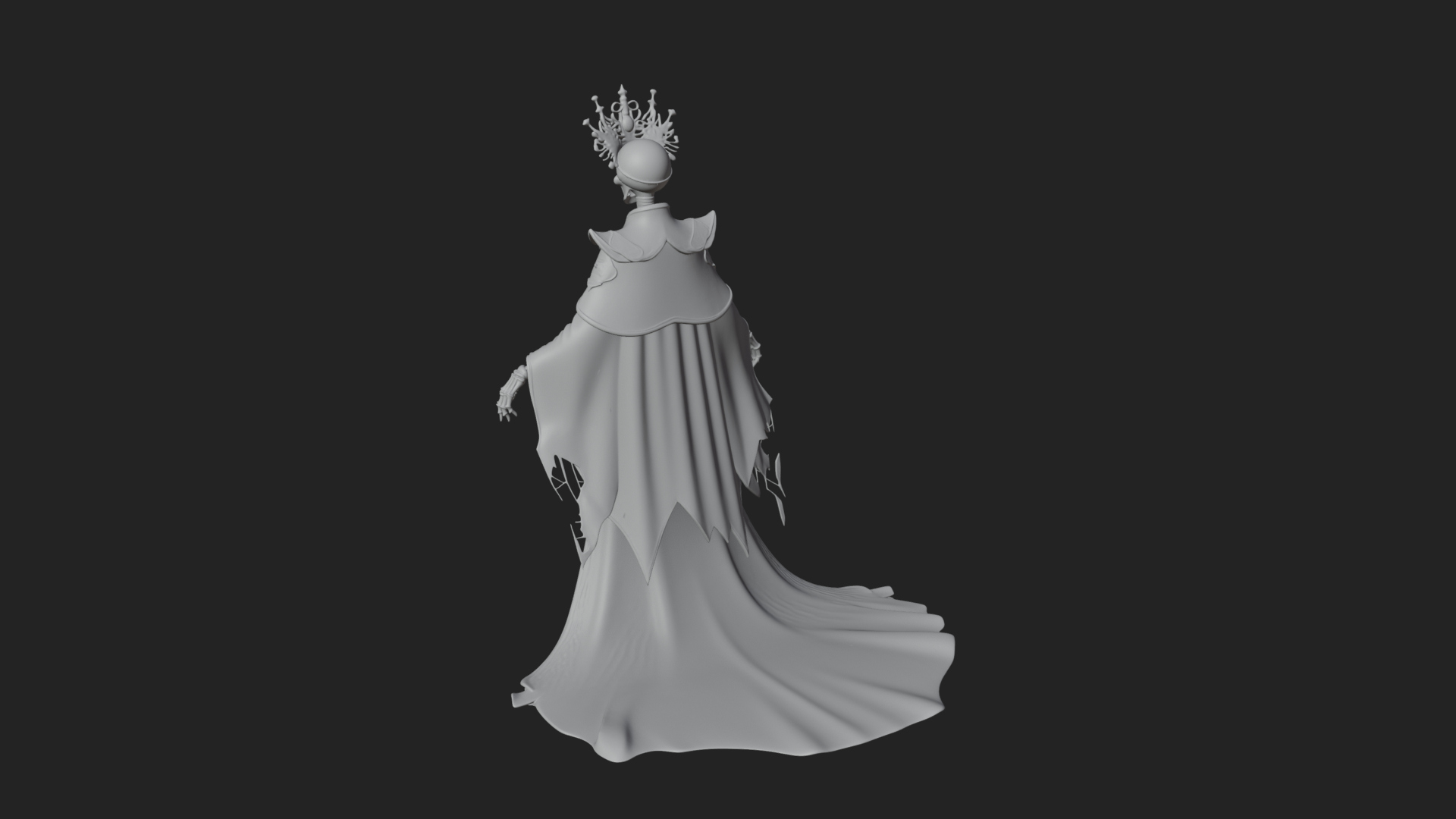 Crowned Skeleton Queen Statue Design 2 3d Print Model 3D Model