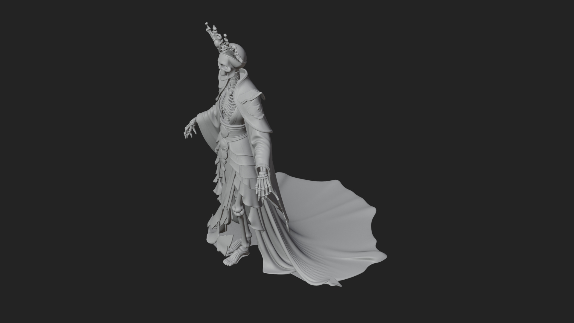 Crowned Skeleton Queen Statue Design 2 3d Print Model 3D Model