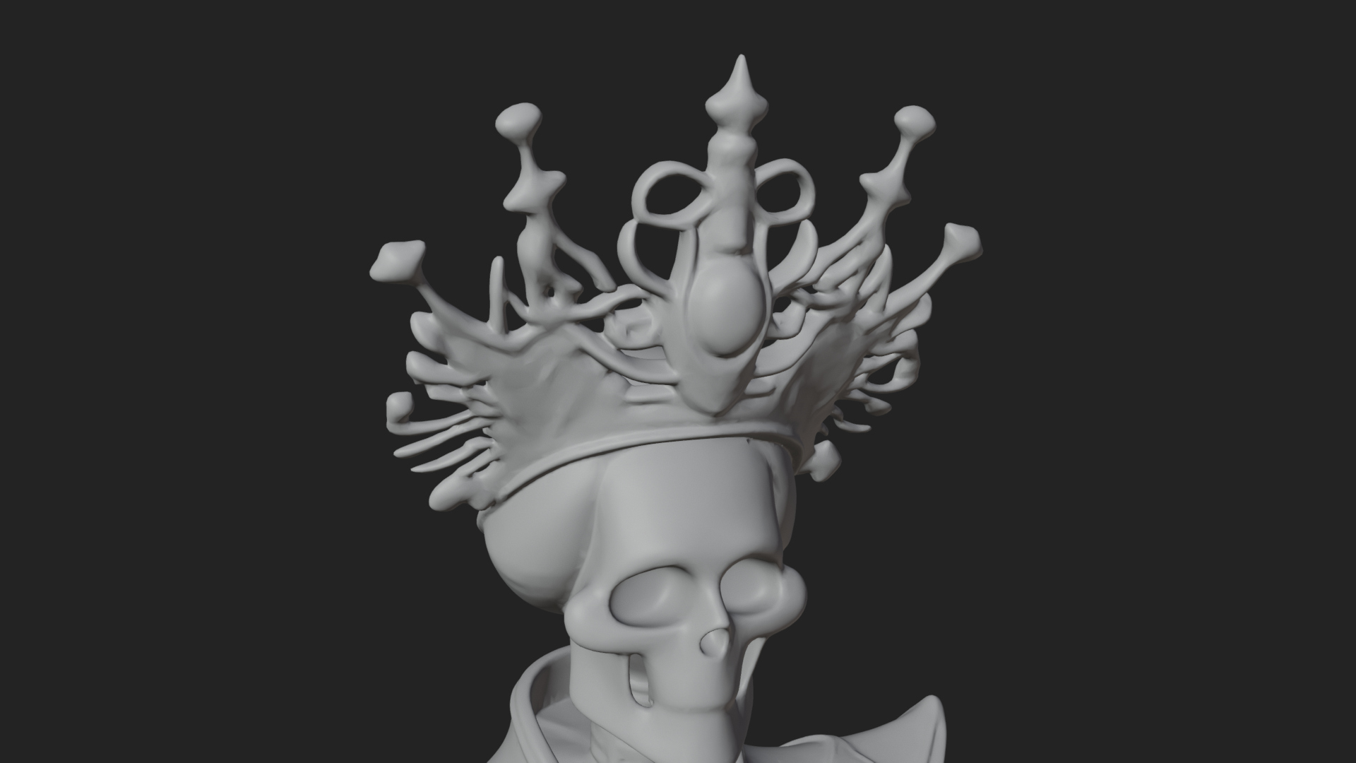 Crowned Skeleton Queen Statue Design 2 3d Print Model 3D Model