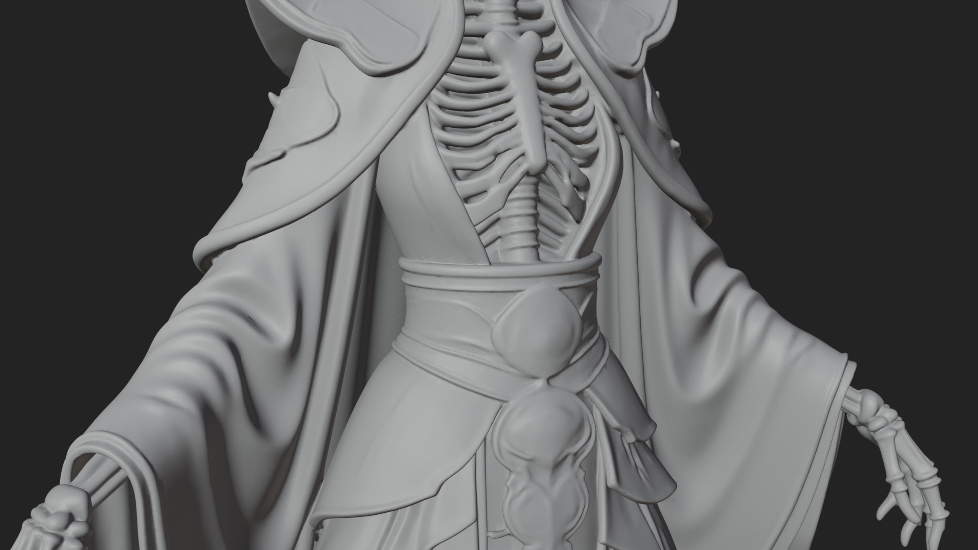 Crowned Skeleton Queen Statue Design 2 3d Print Model 3D Model