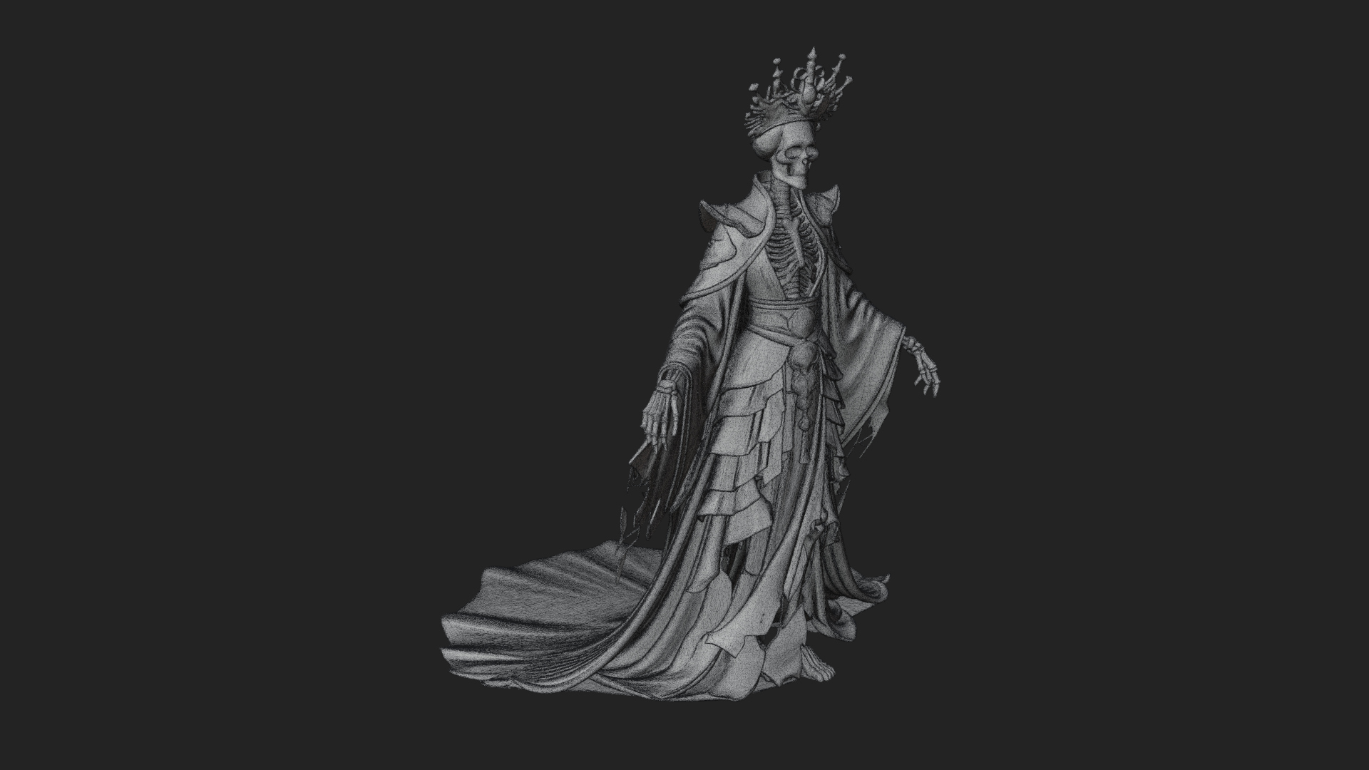 Crowned Skeleton Queen Statue Design 2 3d Print Model 3D Model