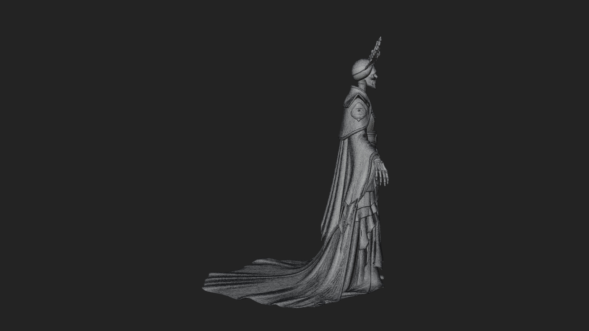 Crowned Skeleton Queen Statue Design 2 3d Print Model 3D Model